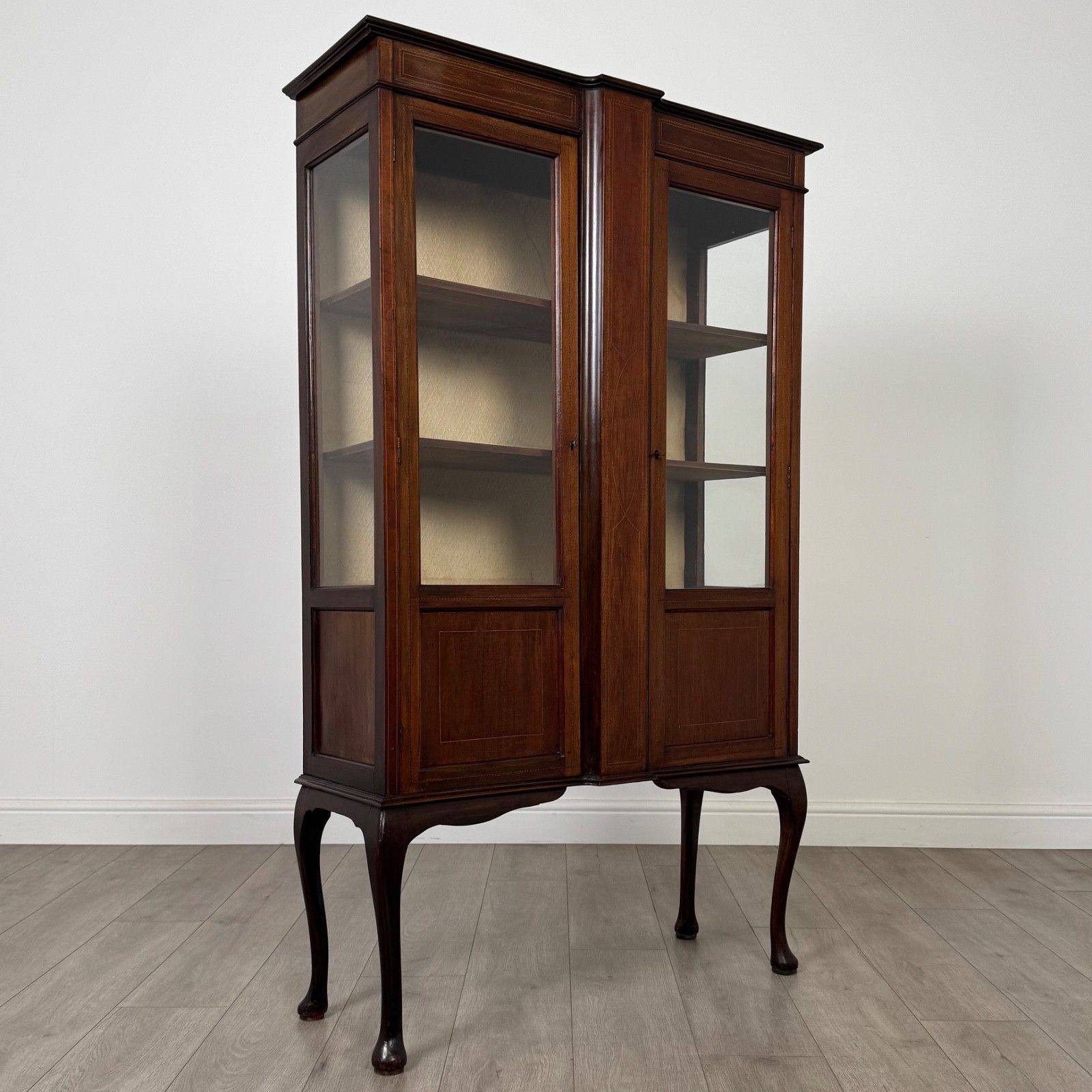 photo for sale Antique 20th Century Glazed Display Cabinet In Mahogany