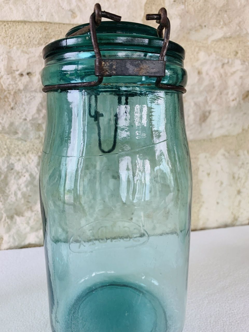 Vintage, French, Turquoise Glass Jars From Solidex, 1940s, Set Of 2 photo buy