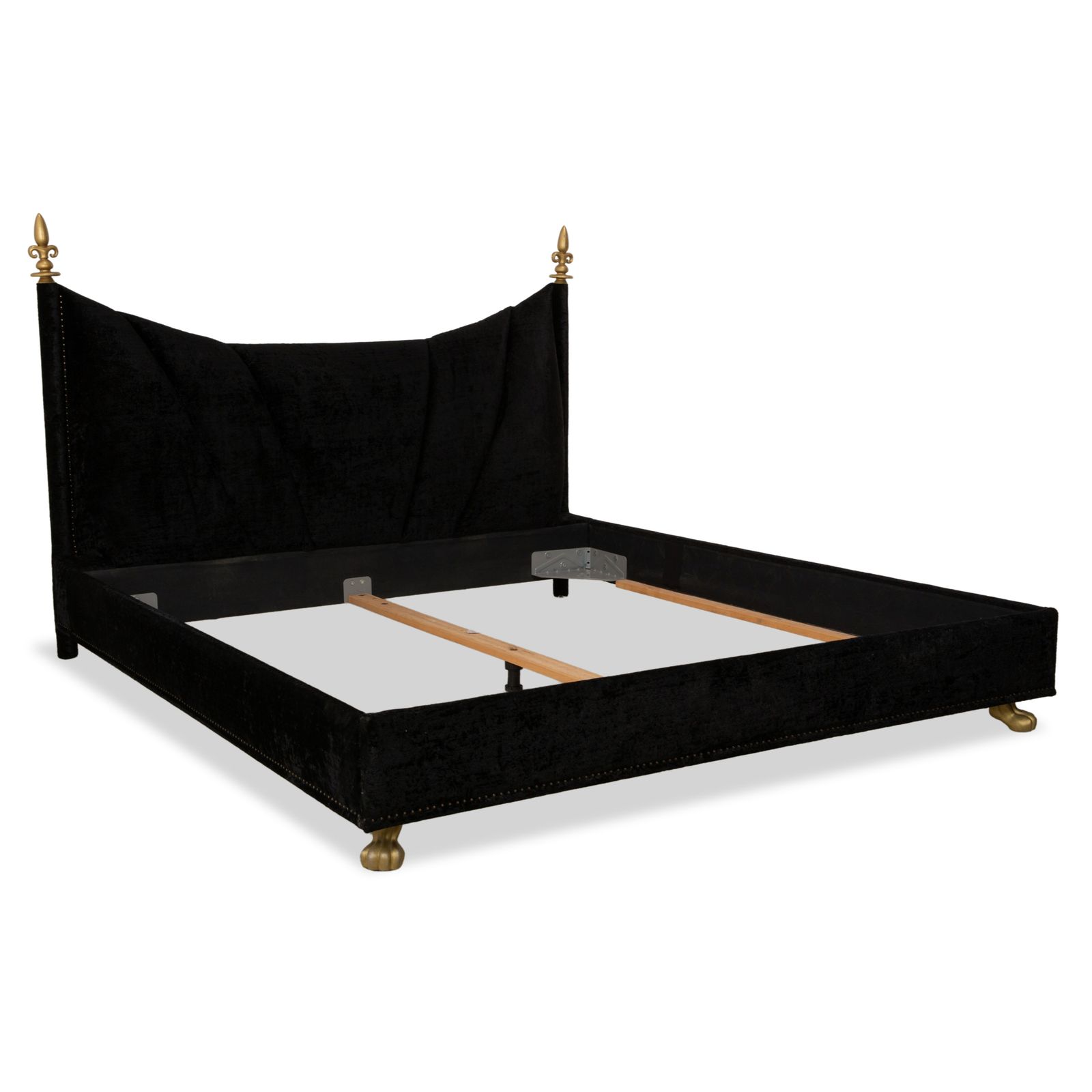 Lit Bretz Ali Baba en tissu noir, 200 x 180 cm