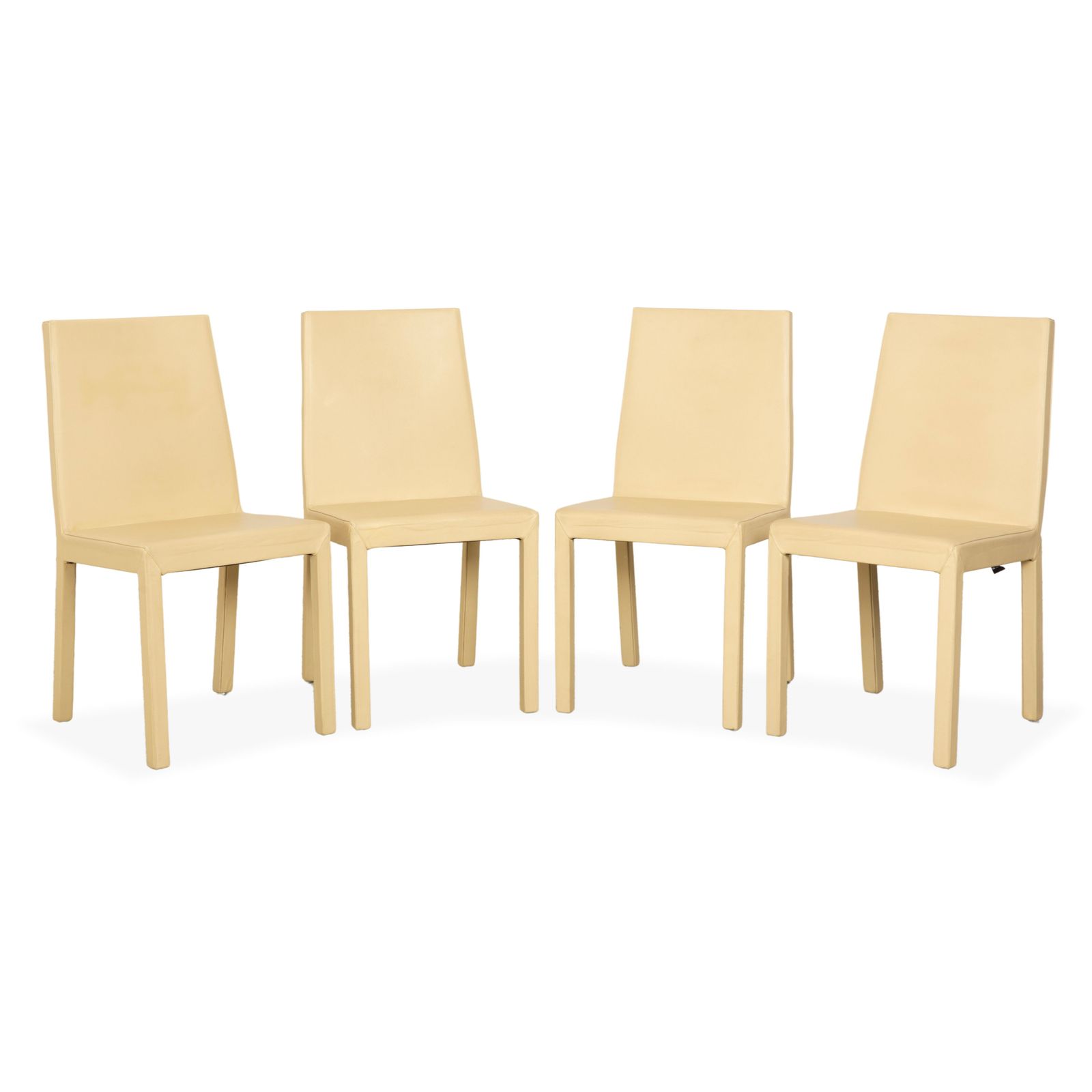 Lot de 4 chaises Cattelan Italia en cuir, crème ivoire beurre jaune