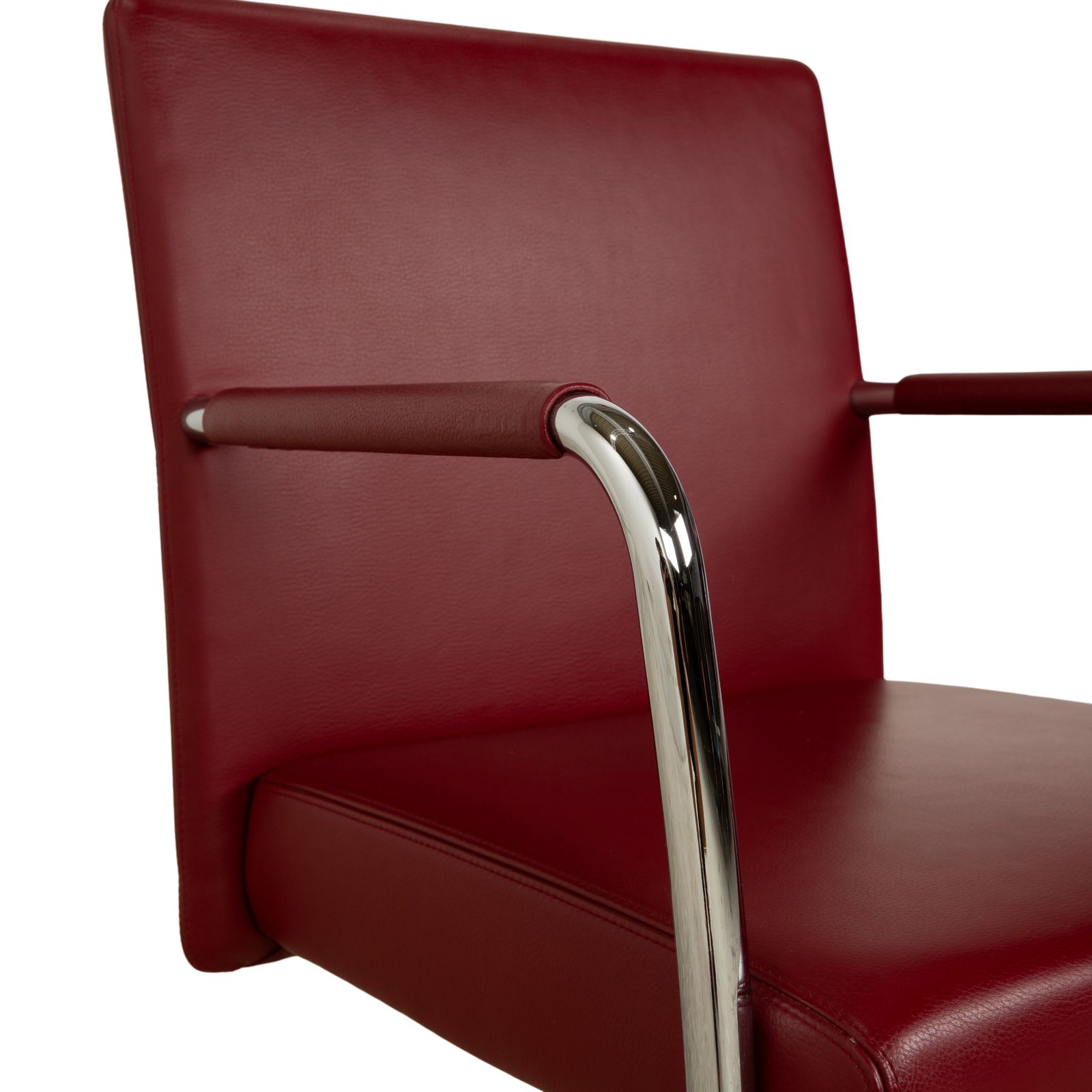 Set Van 8 Walter Knoll Jason Leren Stoelen Rood Vrijdragend photo vinterior