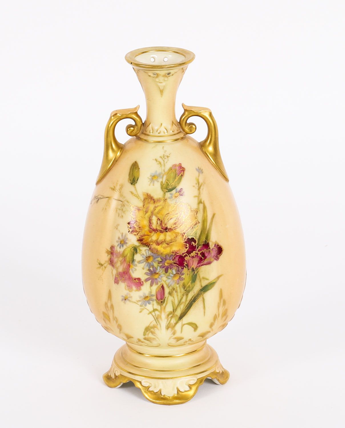 photo vinterior Antique Royal Worcester Ovoid Porcelain Vase Dated 1909 19th C