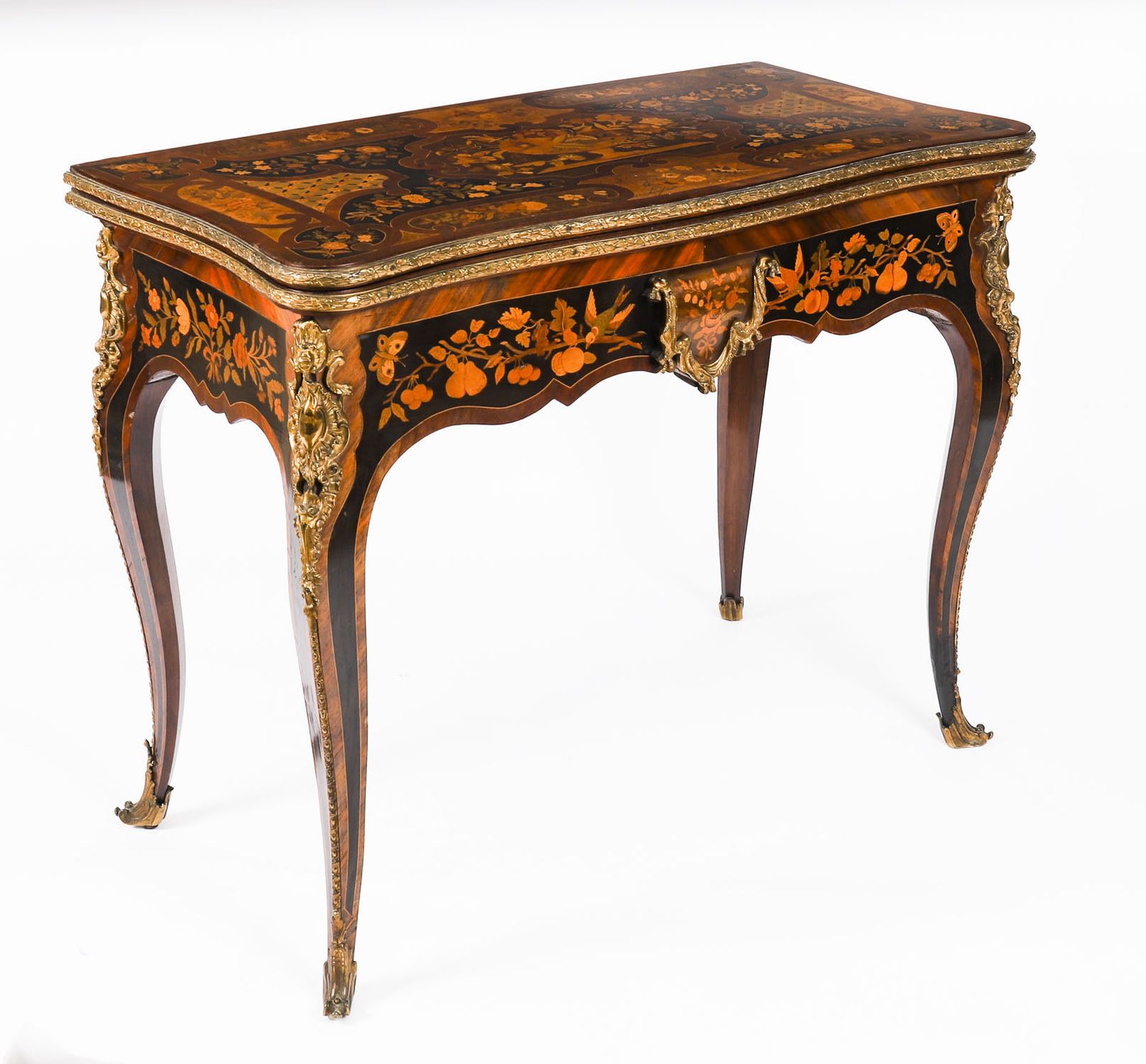 French Louis Revival Floral Marquetry Console 19th C photo furniture