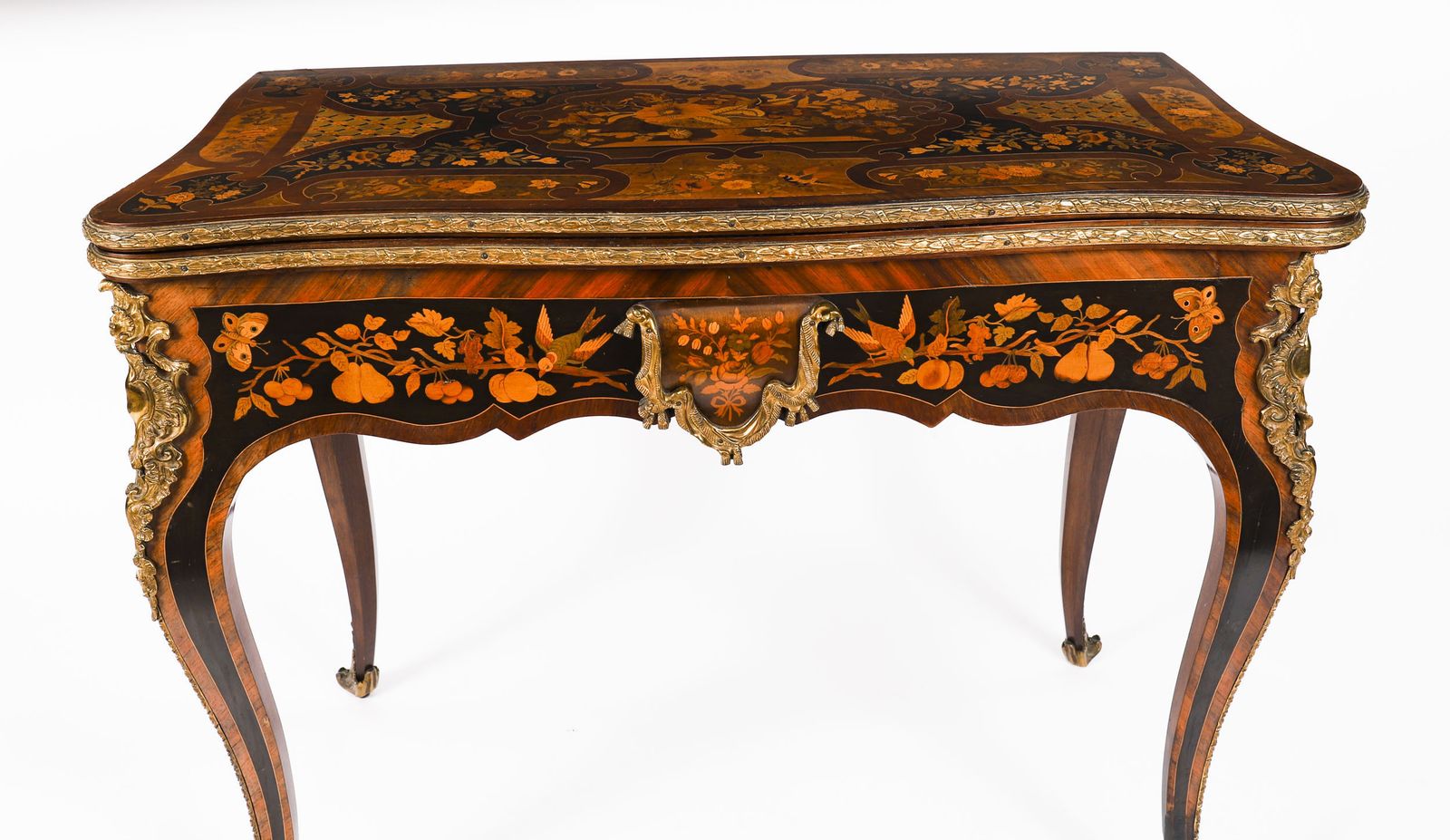 French Louis Revival Floral Marquetry Console 19th C photo Furniture