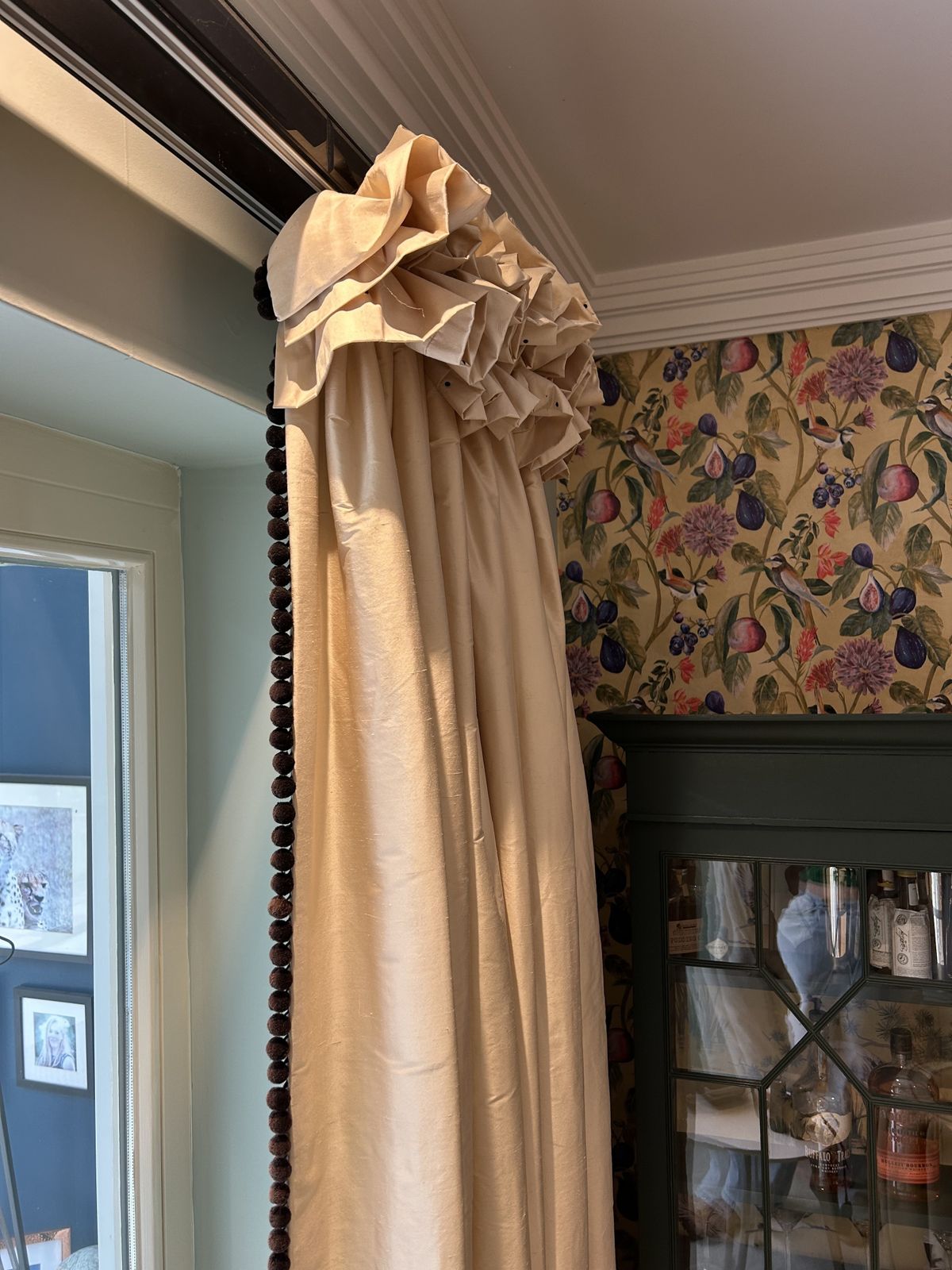 2 Pairs Of Gold Lined Curtains Taffeta photo for sale