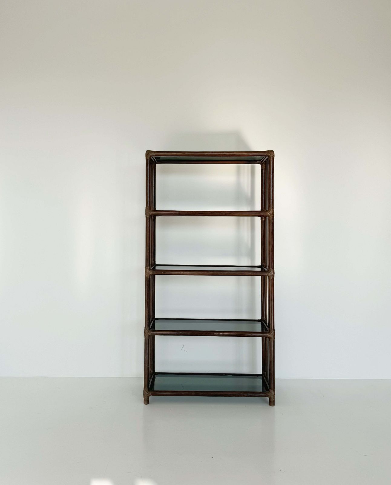 Wicker And Glass Bookcase, 1960s photo furniture