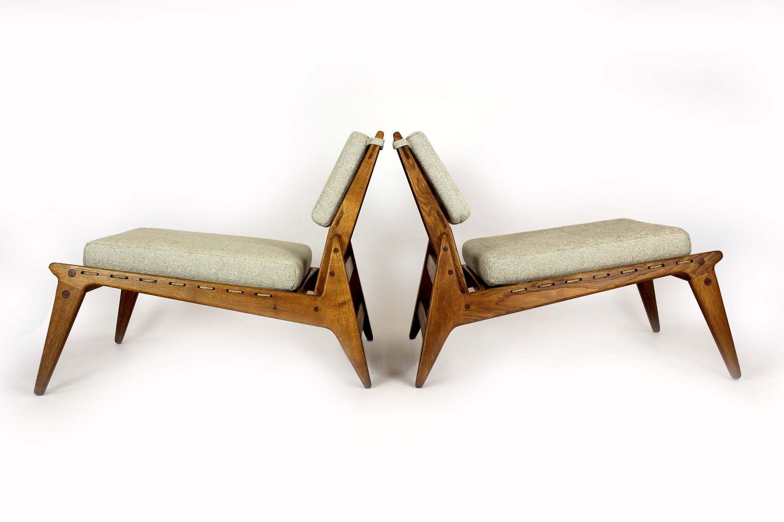 5800.0 Restored Mid Century Scandinavian 'Hunting Chairs' Attributed To Uno & östen Kristiansson, 1950s, Set Of 2 photo