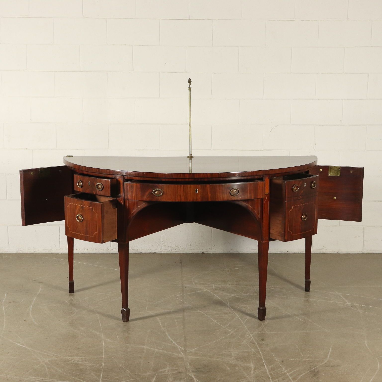 English George III Sideboard Mahogany Maple Ebony Bro Brass About 1790 photo for sale