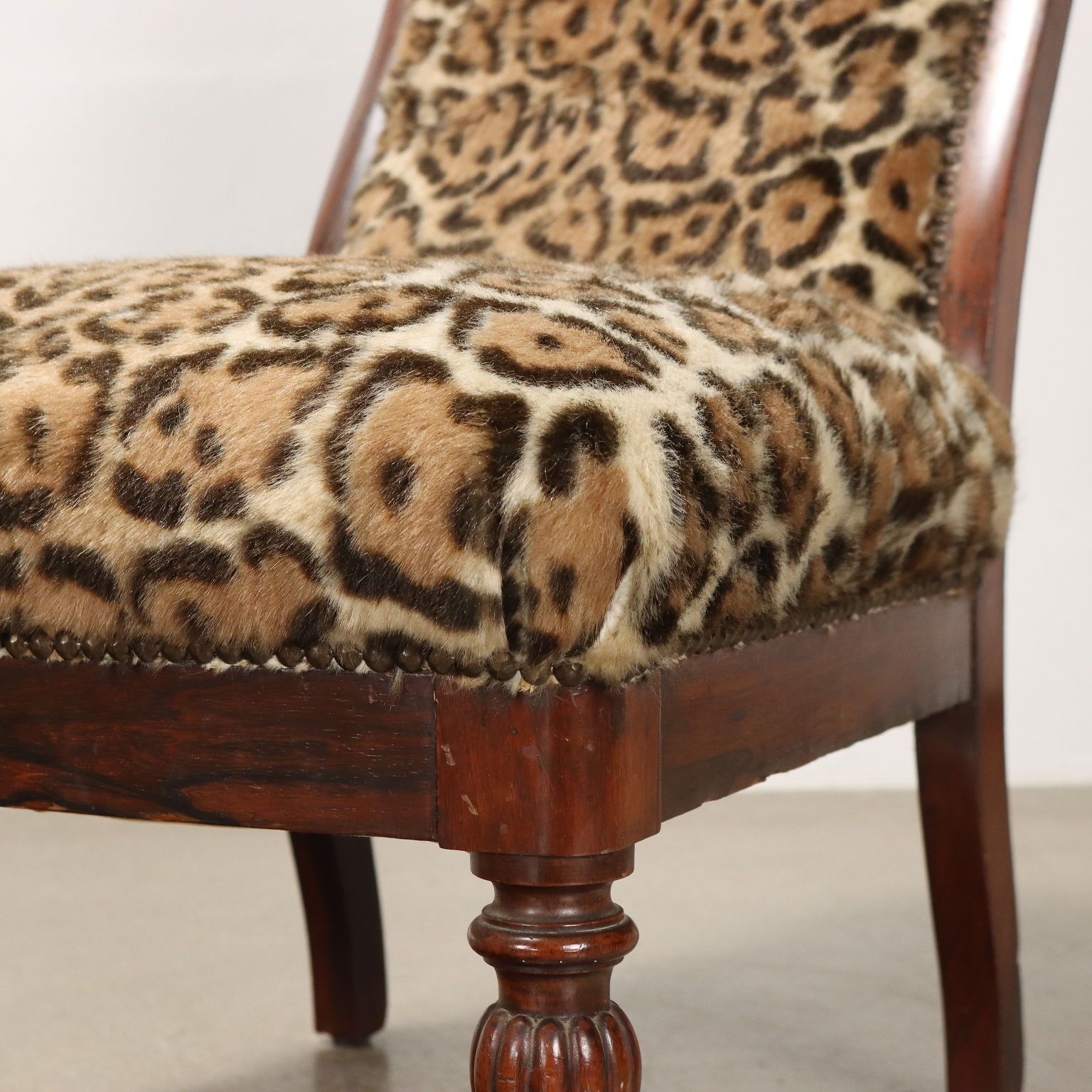 Pair Of Antique Chairs Animalier Fabric Late XIX Century photo Furniture