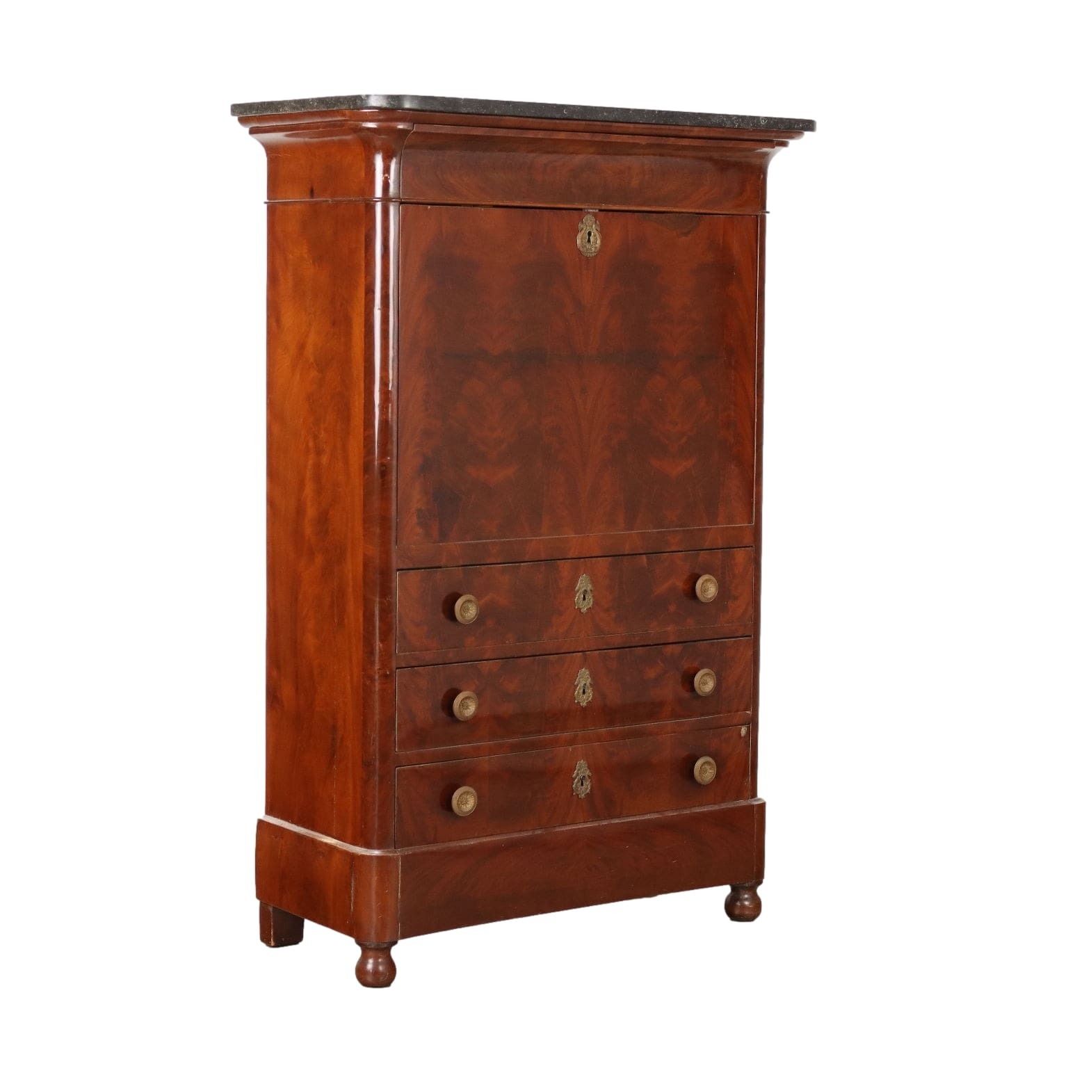 Antique Sécrétaire Charles X Mahogany 4 Drawers Italy XIX Century