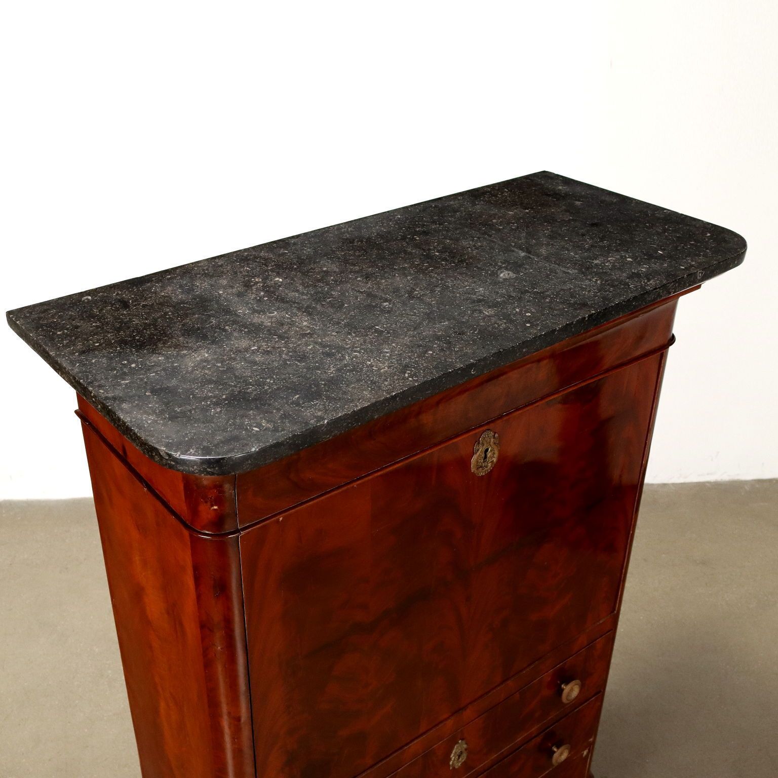 Antique Sécrétaire Charles X Mahogany 4 Drawers Italy XIX Century photo for sale