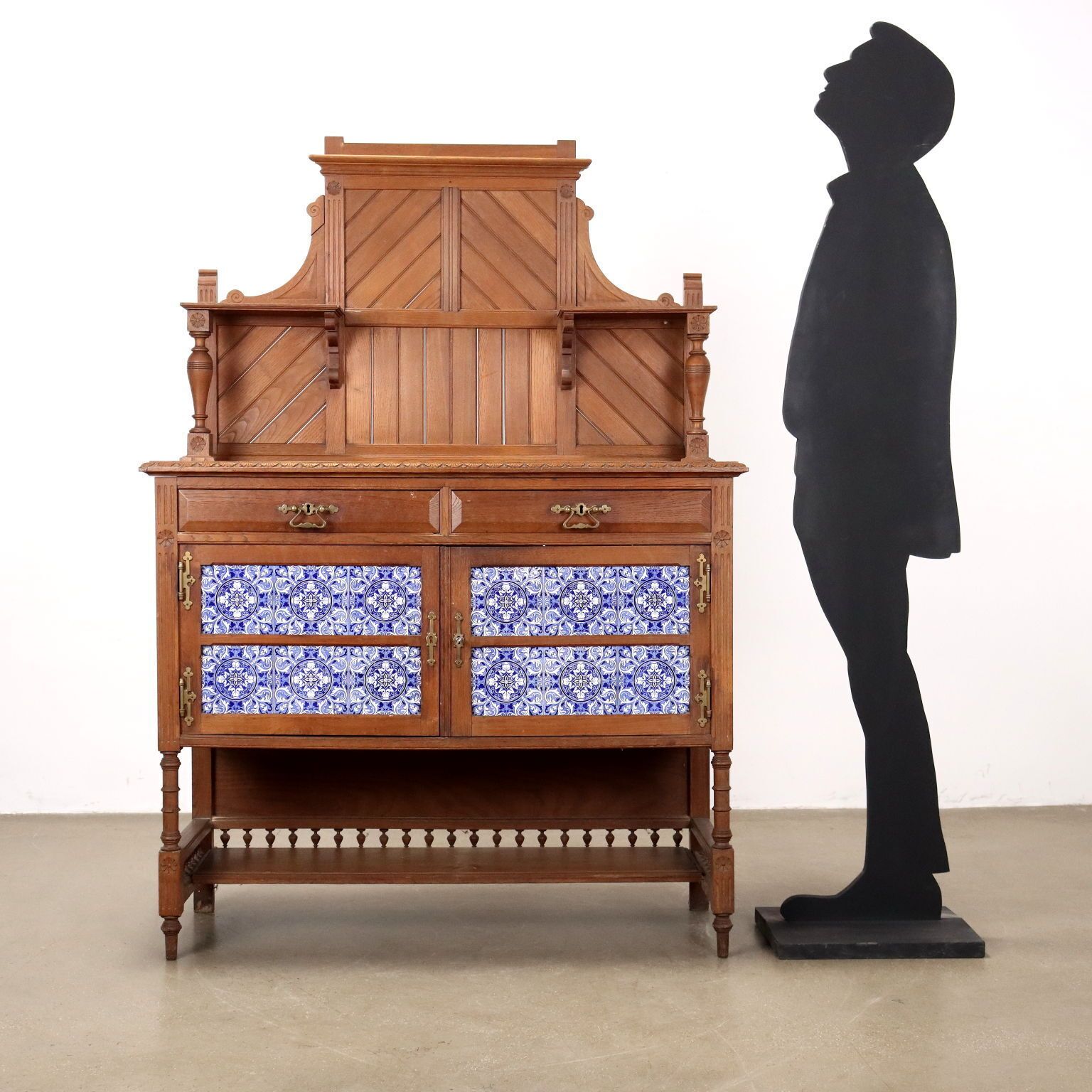 Showcase Art Nouveau Oak 2 Drawers Italy XX Century photo furniture