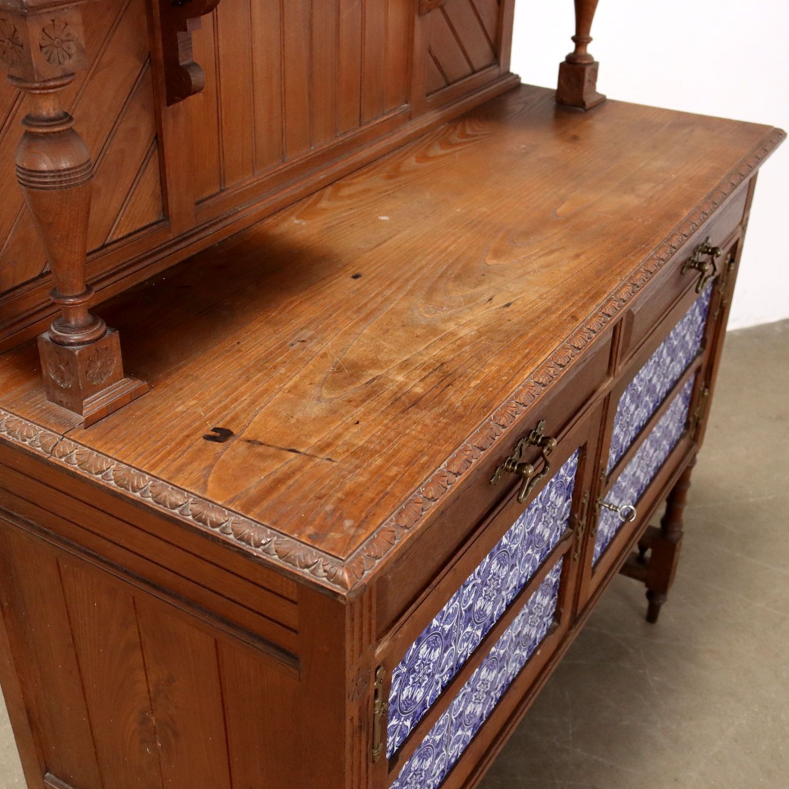 Showcase Art Nouveau Oak 2 Drawers Italy XX Century photo Furniture