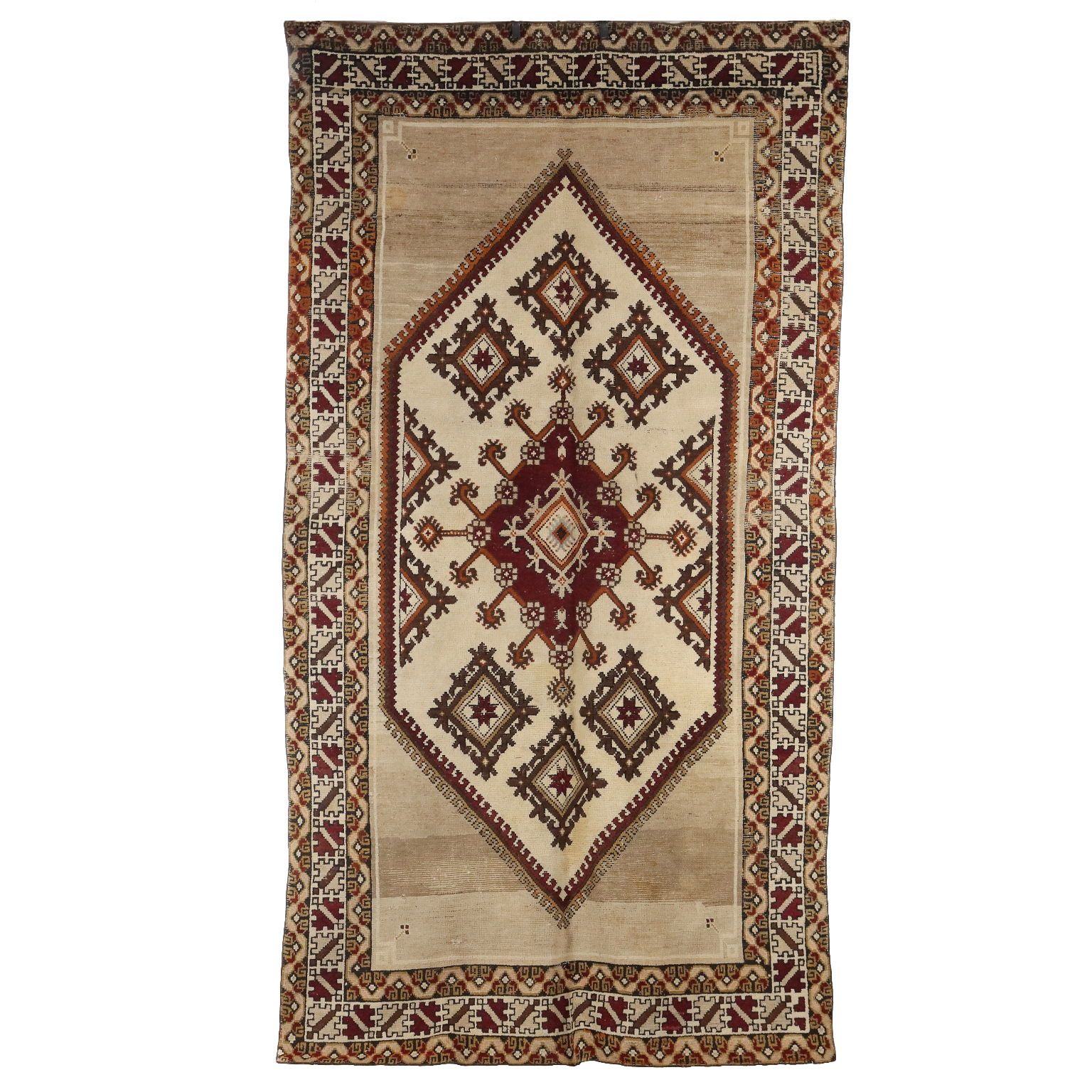 Antique Agadir Carpet Cotton Wool Heavy Knot Morocco 120 X 65 In