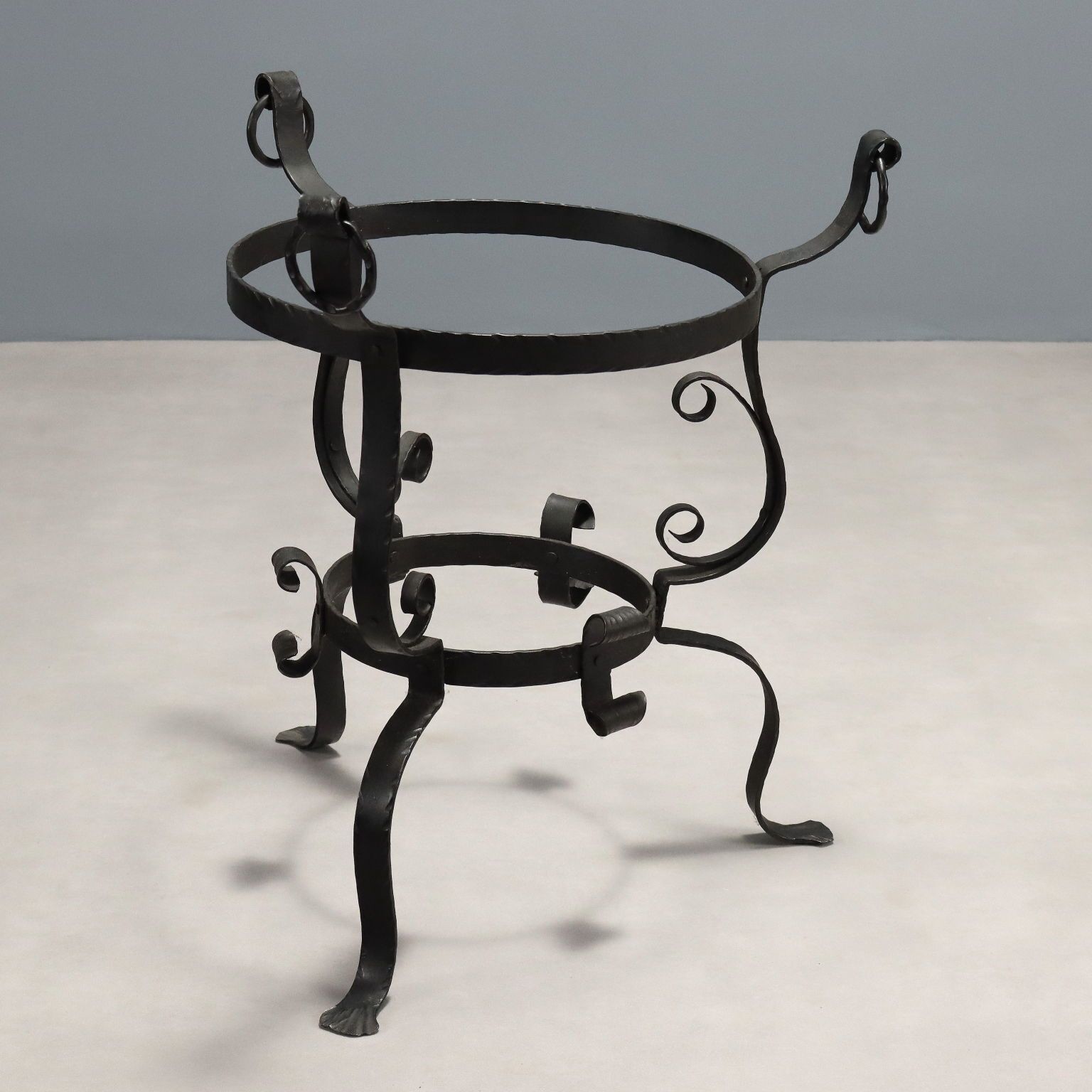 Antique Trypod Planter Wrought Iron Copper Italy XX Century photo vintage