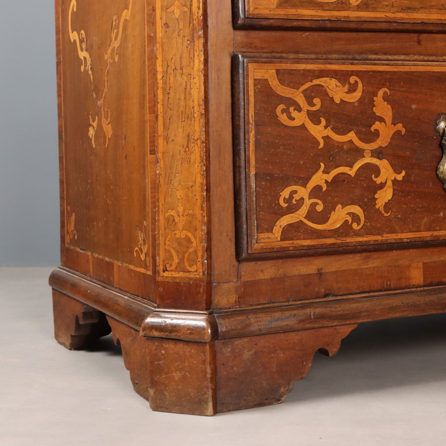 Furniture Antique Baroque Flap Cabinet Walnut Maple Italy XVIII Century photo