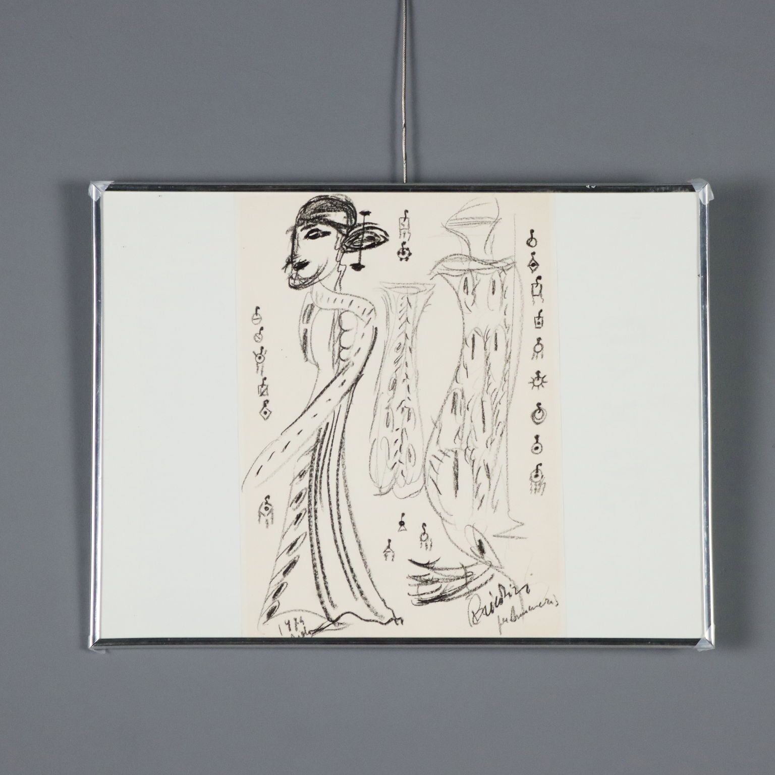 Sketches For Aida Drawing Signed Remo Brindisi Italy 1974