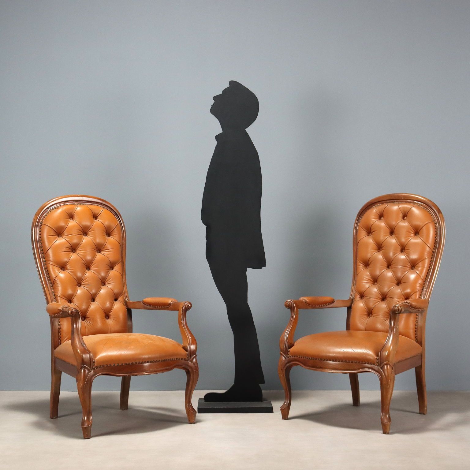 Antique Armchairs Walnut Leather Italy XX Century photo furniture