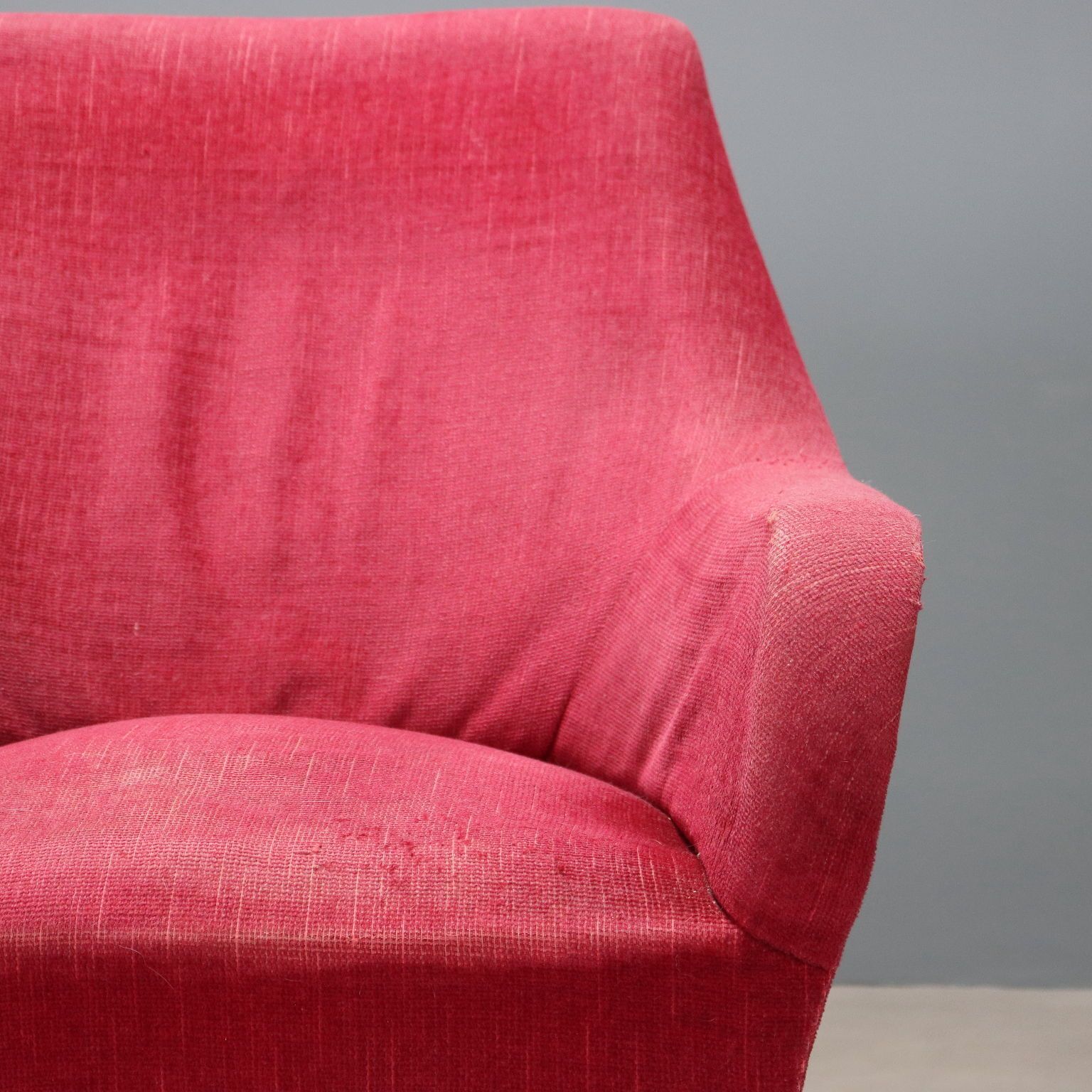 Vintage Armchair Design Fabric Brass Italy 1950s 1960s photo Furniture