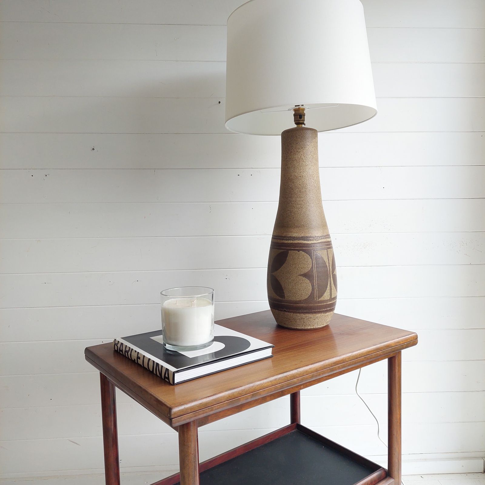 Mid Century Studio Pottery  Large Lamp Base Scandinavian Marianne Starck Stoneware  Style, 1960/70s photo Lighting