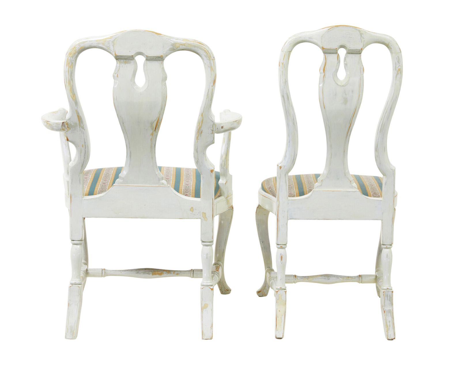 Set Of 14 Lacquered Queen Anne Influenced Dining Chairs photo vintage