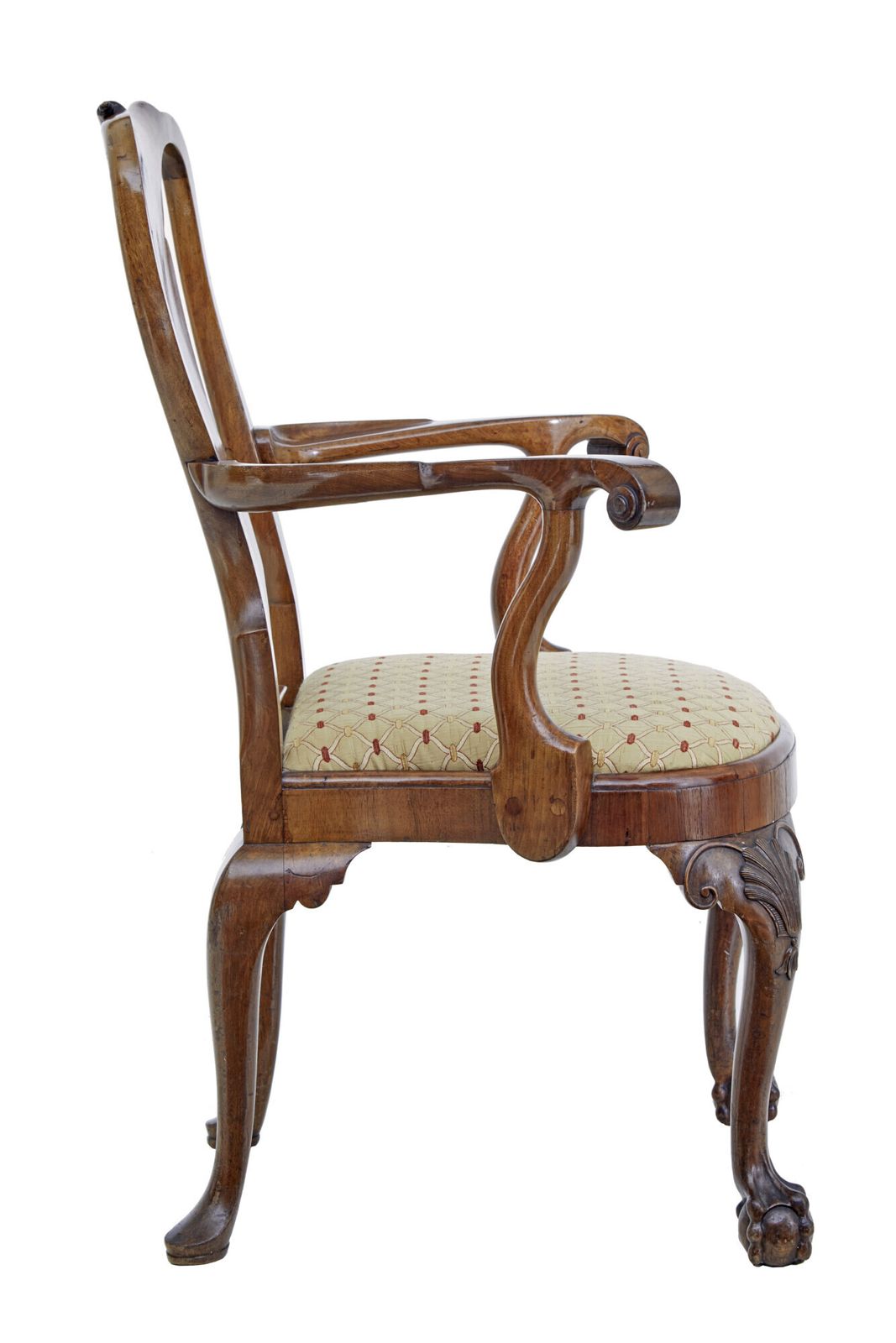Set Of 8 Carved Queen Anne Style Walnut Dining Chairs By Spillman & Co photo vinterior