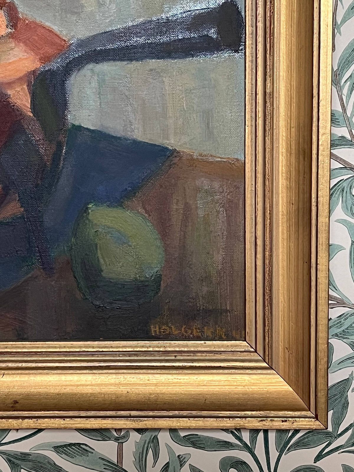 Copper Coffee Pot And Fruit, 1946, Swedish Listed Artist Holger Karlsson Oil Painting On Streched Canvas photo 275.0