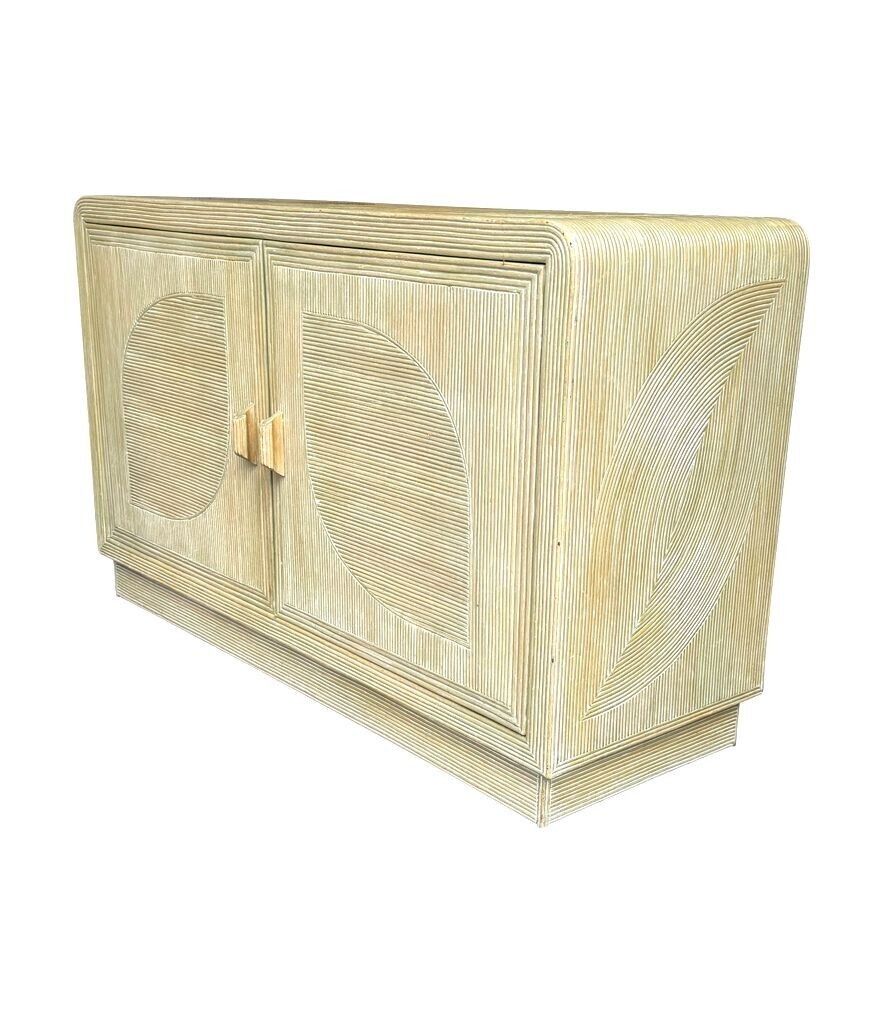 An Italian 1970s Pencil Reed Bamboo, Two Doors, Cabinet By Vivai Del Sud photo for sale