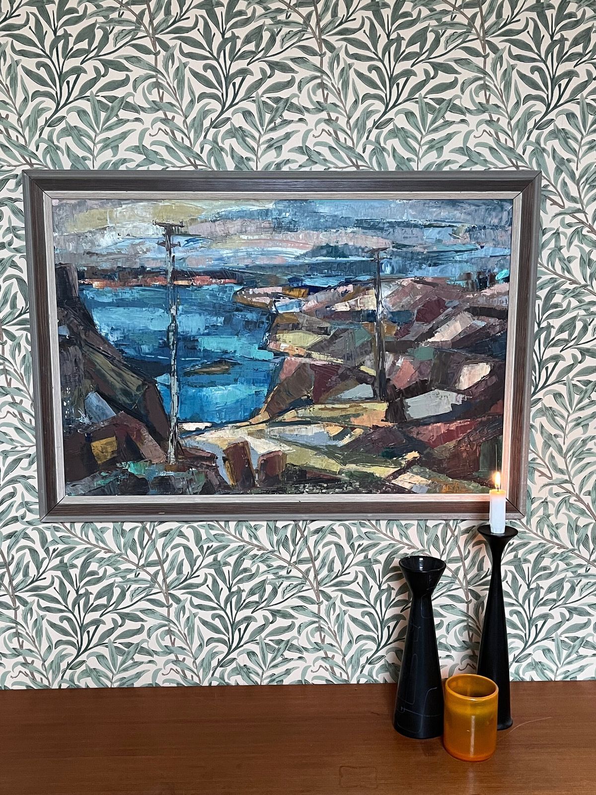 Large Coastal Landscape, 1965, Swedish Artist Josef Geson (1923 2010), Oil Painting On Streched Canvas