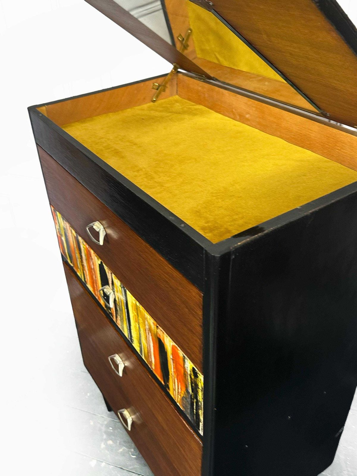 photo furniture Mid Century 1950's Chest Of Drawers/Tallboy Fully Restored With Feature Acrylic Drawer Rare Find