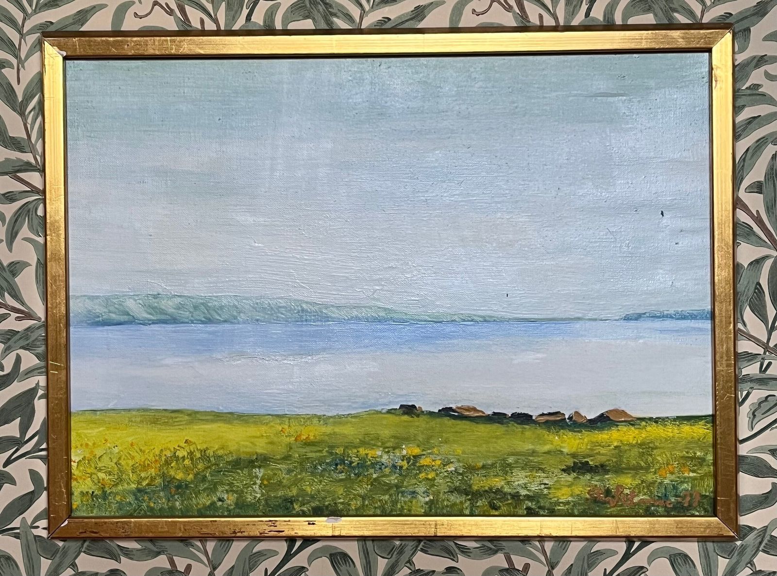 Seaside Meadow, 1977, Swedish Artist Stig Petrone, Oil Painting On Board