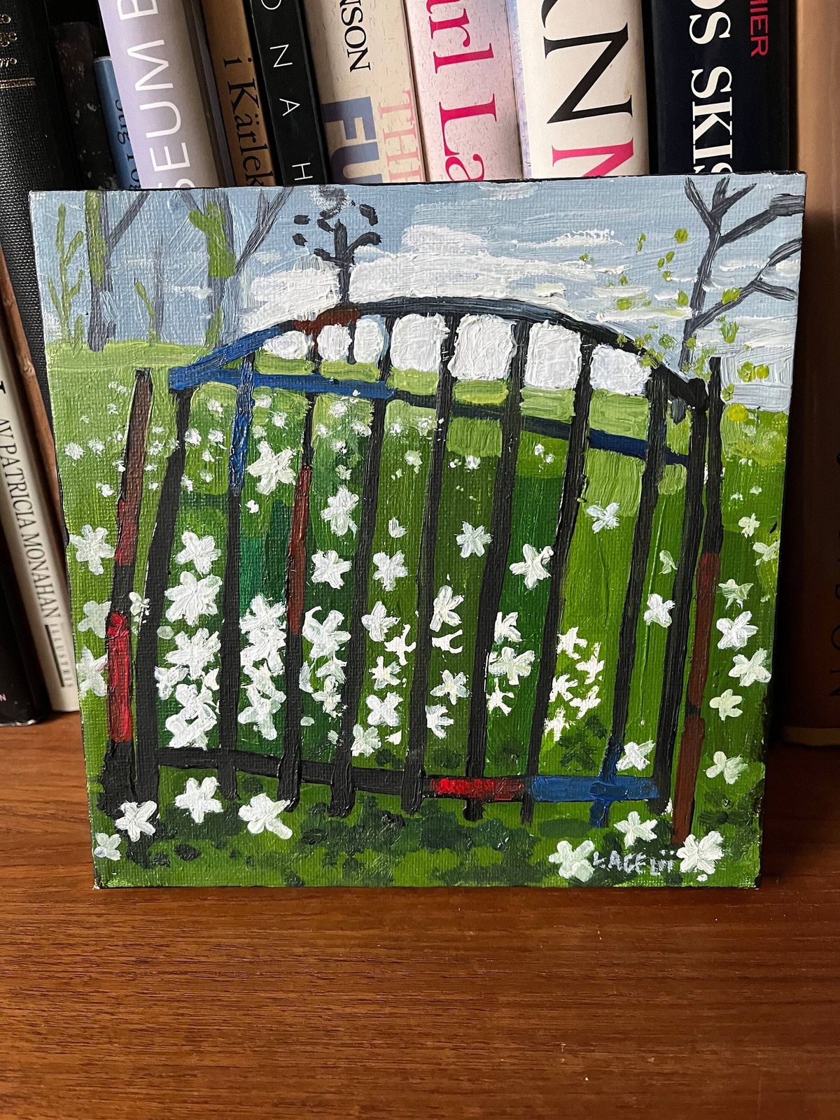 "Wood Anemones At Nisse’s Gate", 1990s, By Swedish Artist Lars Agelii, Unframed Acrylic Painting photo vinterior
