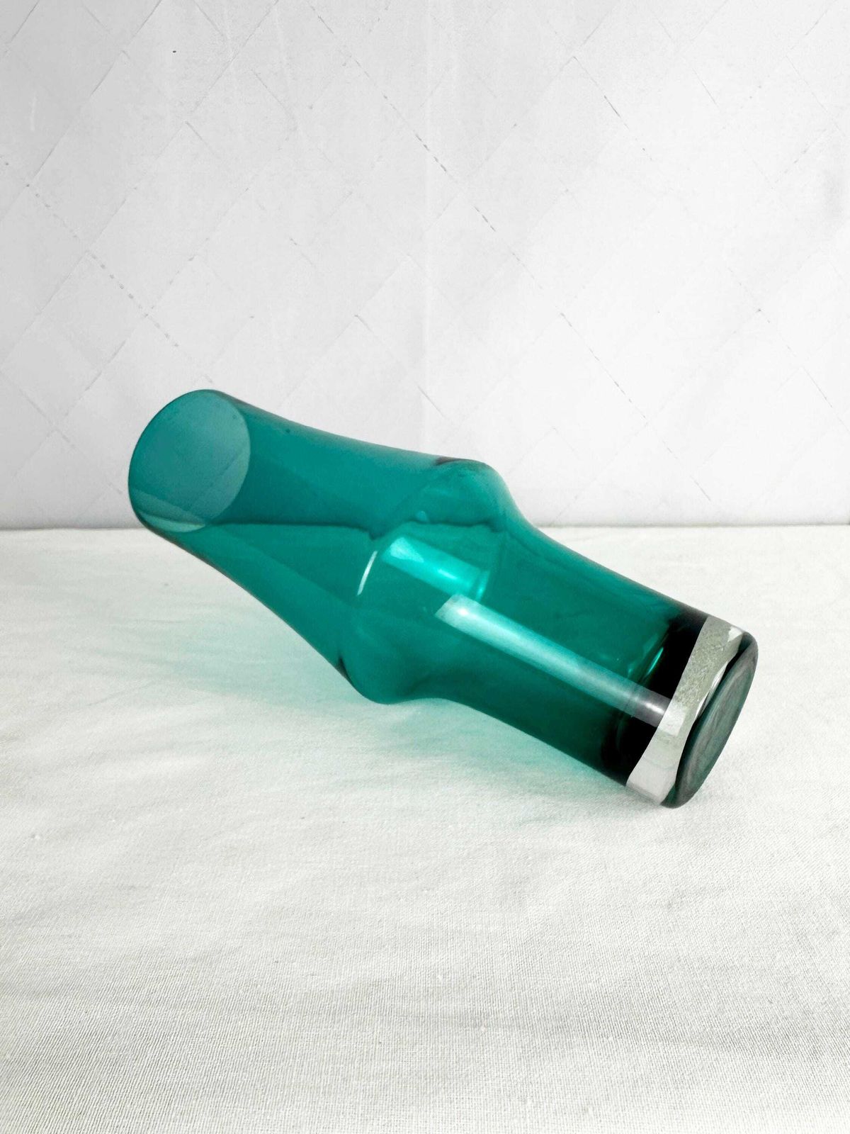 Mid Century Aqua Marine Glass Vase By Aimo Okkolin For Rihimaki, 1960s photo for sale