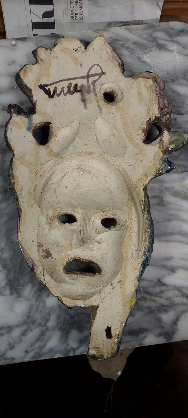 1950s Enameled Ceramic Sculpture R.Pucci Flower Carrier photo vintage