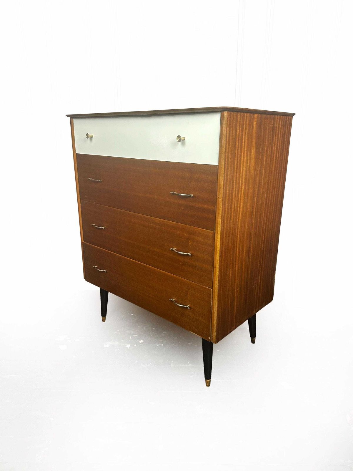 Mid Century Professionally Restored Tola Wood Chest Of Drawers/Tall Boy 1950's photo 249.0
