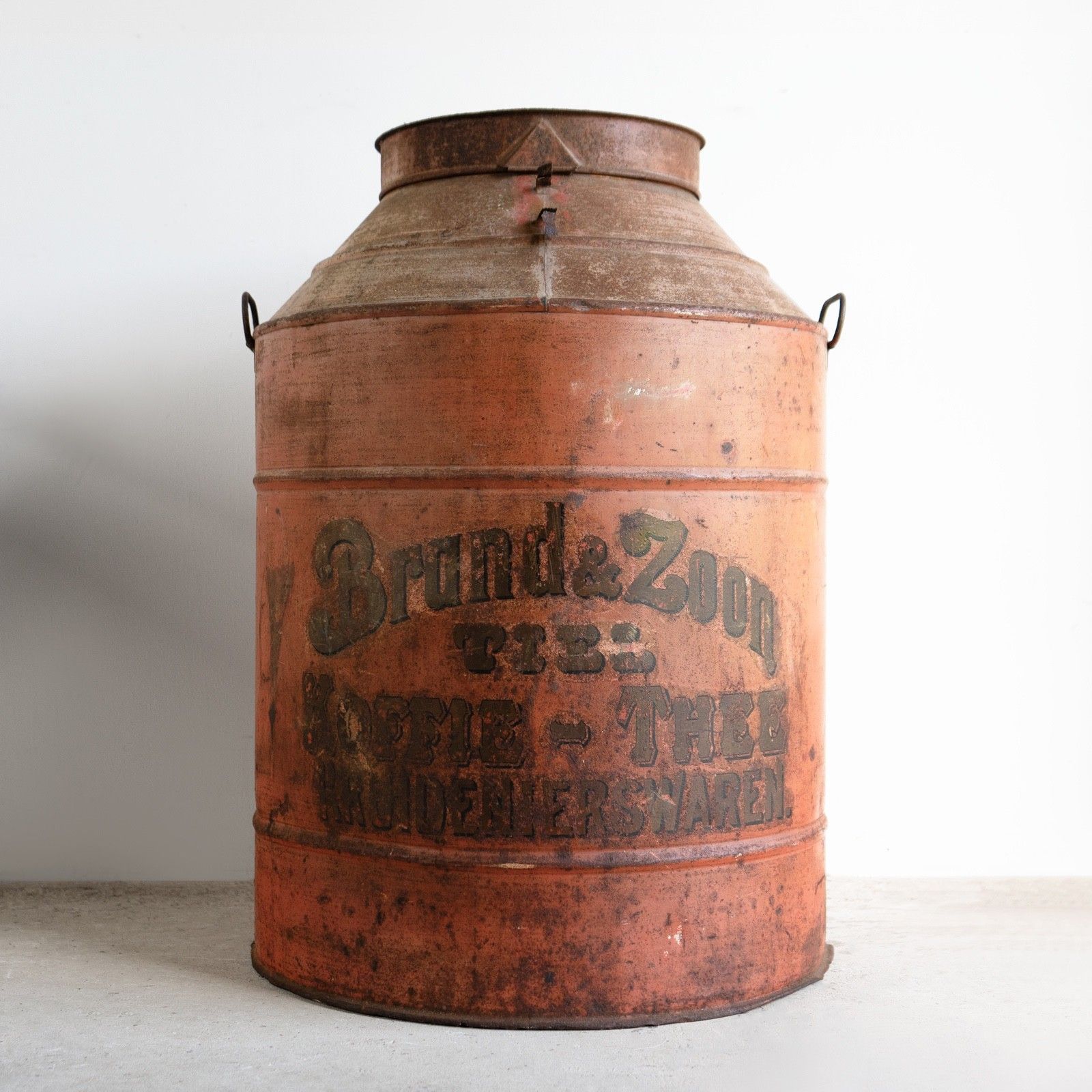 Very Large Antique Toleware Tea/Coffee Canister In Original Paint, Dutch, 20th C