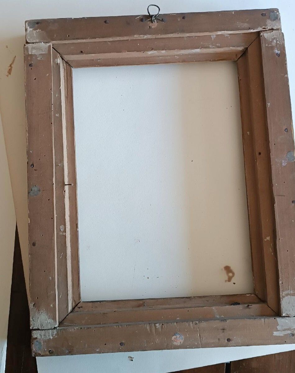 Antique Empire Style Frame From The Early 19th Century, Lacquered And Gilded photo furniture