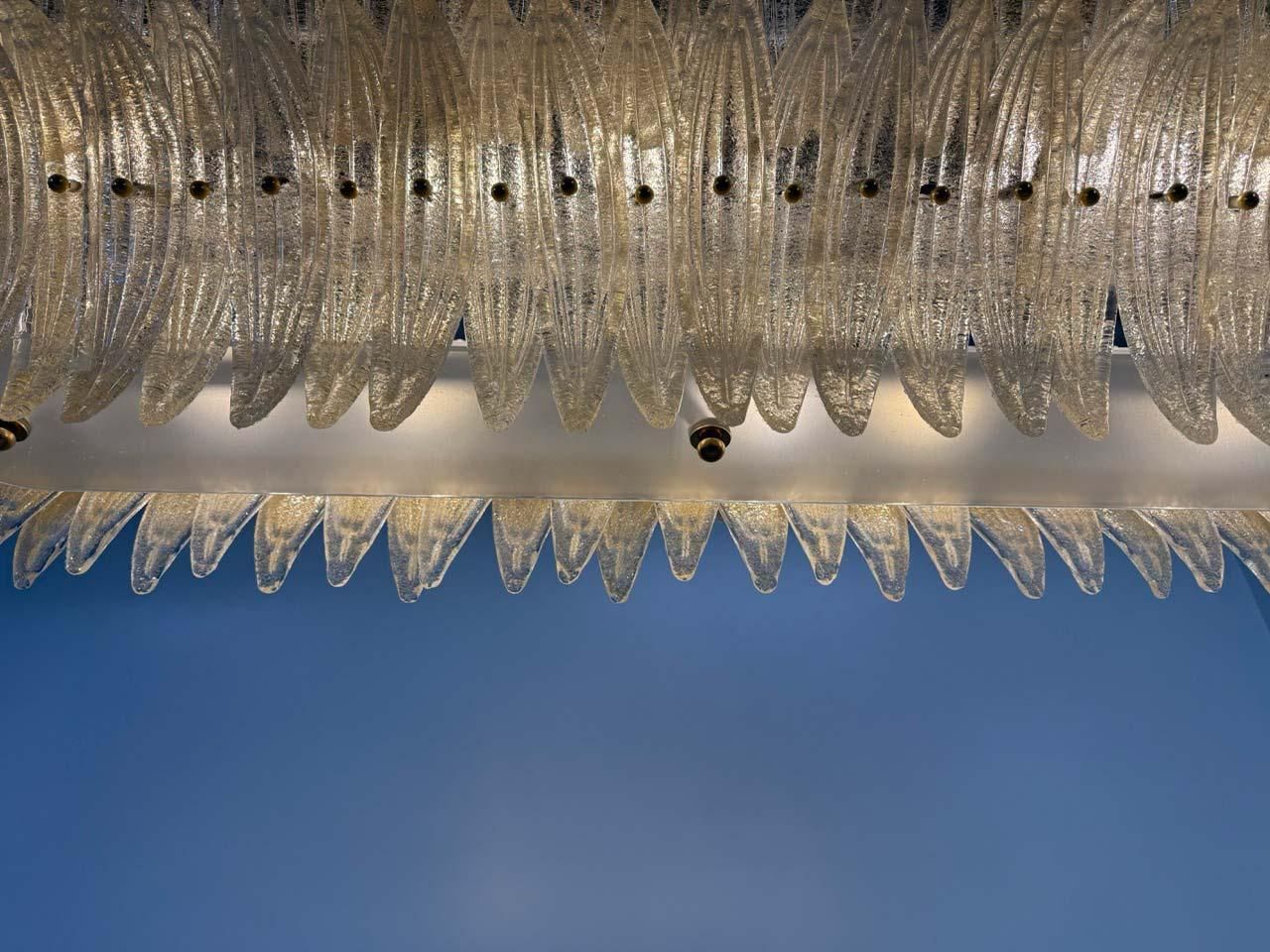 Stunning Italian Murano Palmette Chandelier In Amber Glass photo buy