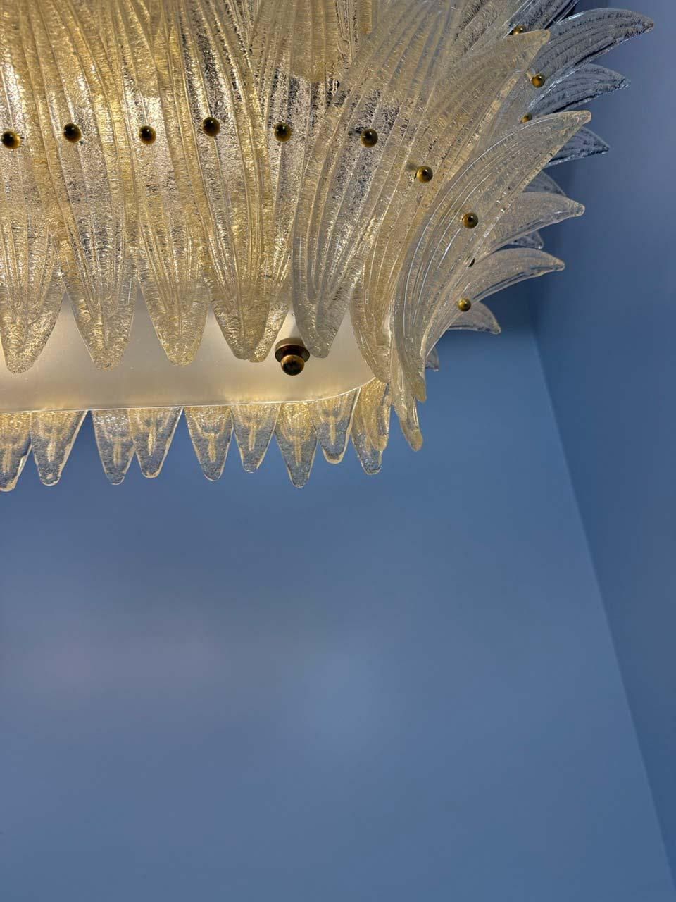 Stunning Italian Murano Palmette Chandelier In Amber Glass photo vintage