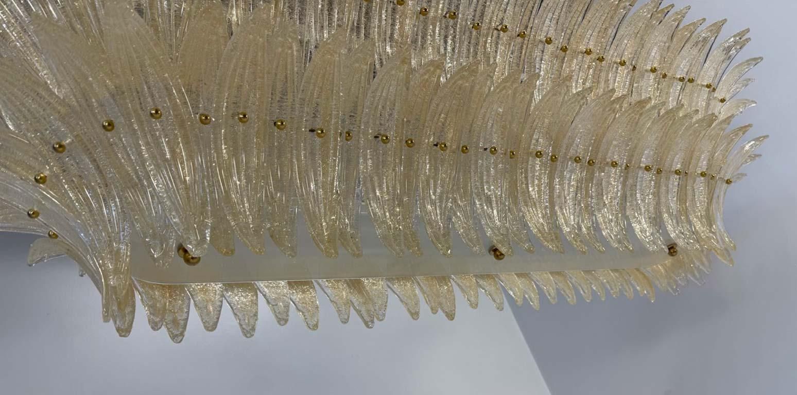 photo for sale Stunning Italian Murano Palmette Chandelier In Amber Glass