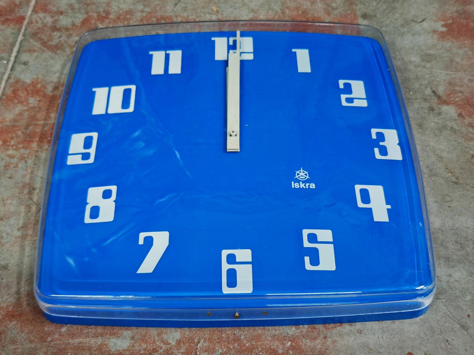 Xl Space Age Wall Clock In Electric Blue Acrylic By Iskra, Yugoslavia 1970s photo 900.0