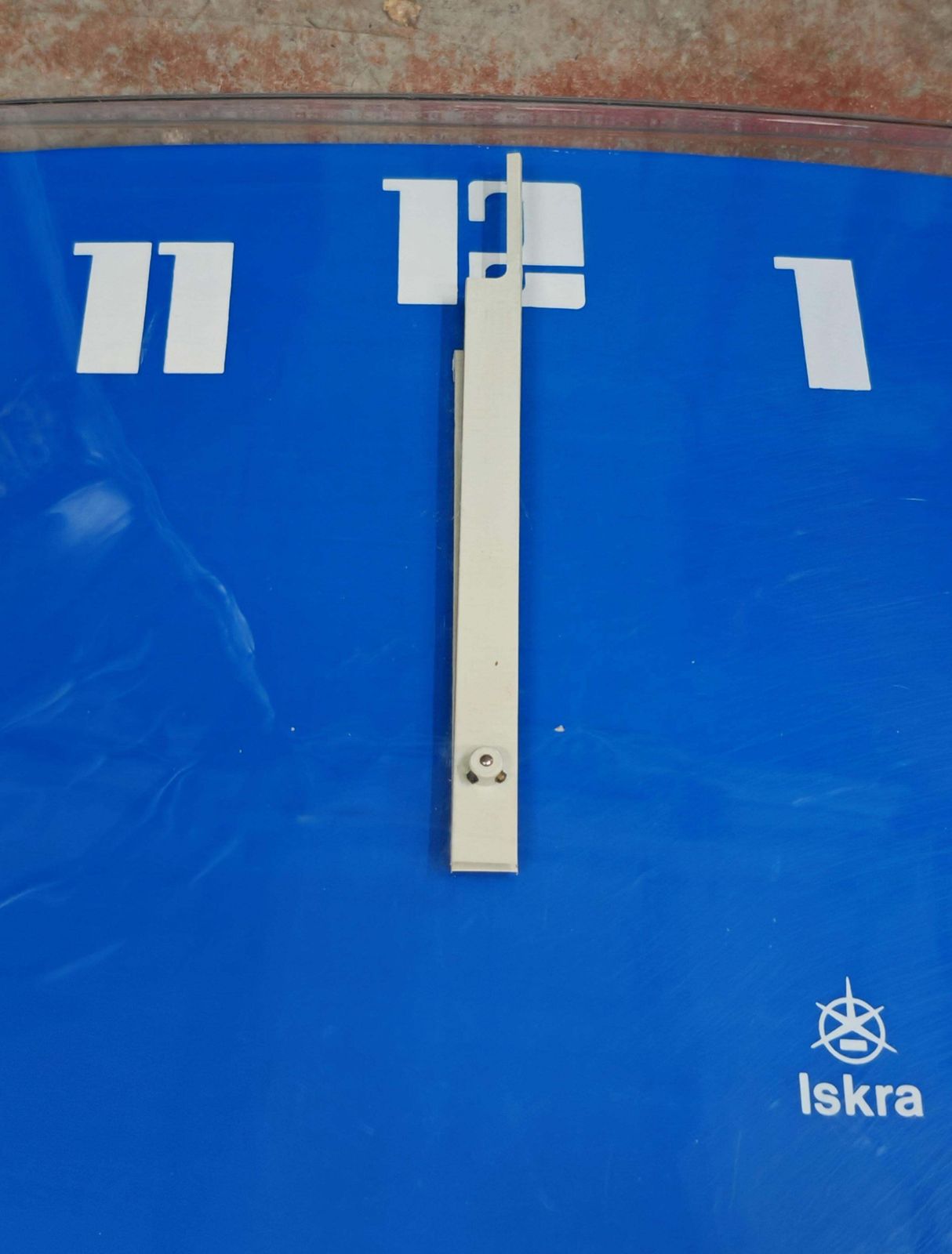 Xl Space Age Wall Clock In Electric Blue Acrylic By Iskra, Yugoslavia 1970s photo vinterior