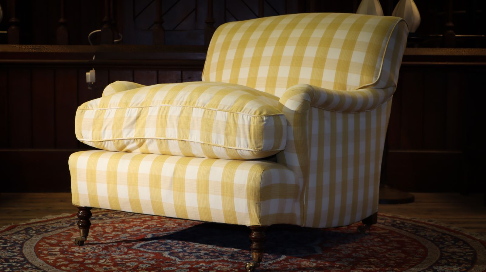 photo vintage Super George Smith Standard Signature Large Armchair Sanderson Gingham Fabric 🚚