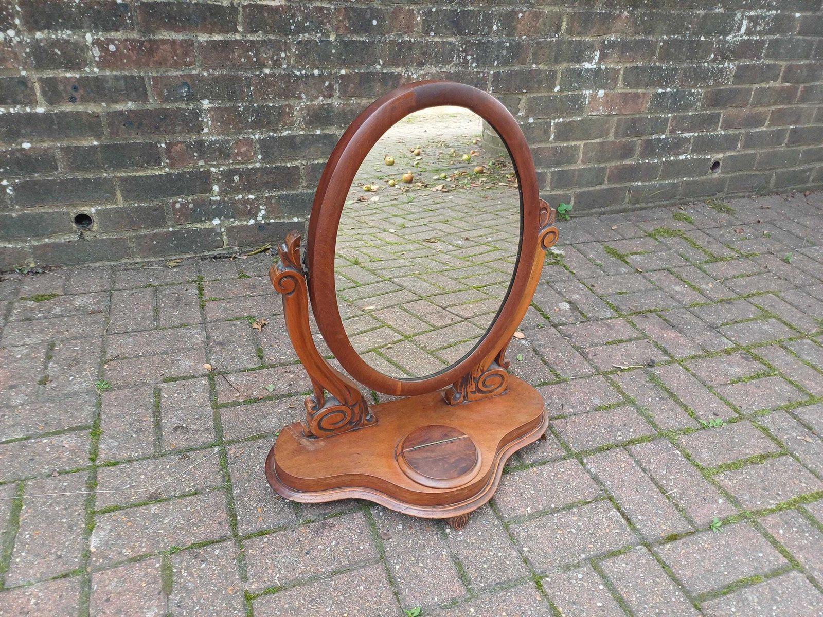 Antique Victorian Mahogany Dressing Table Mirror, Ornate Vanity Swivel Mirror With Hidden Compartment, 19th Century Toiletry Stand photo buy