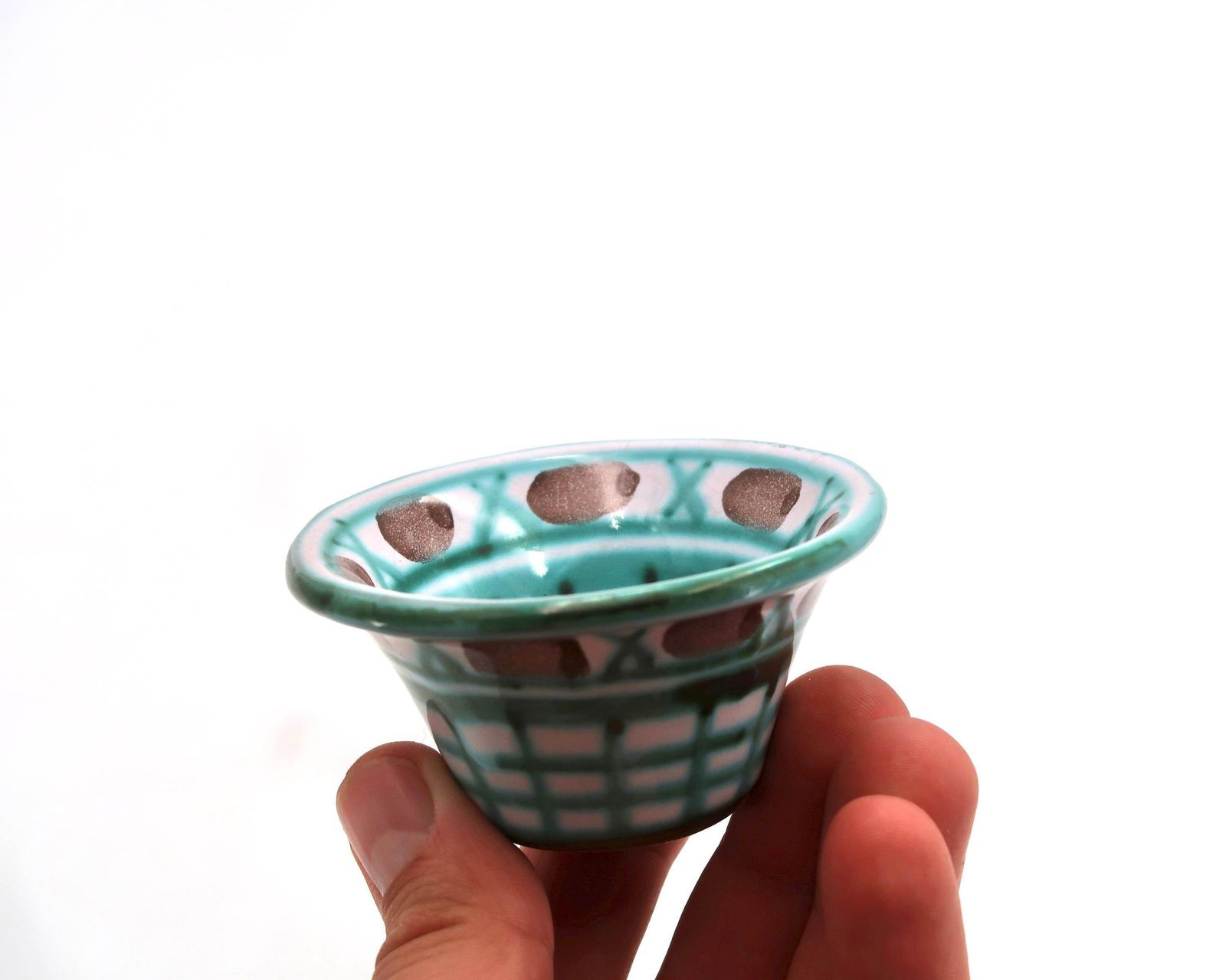 Small French Ceramic Bowl Dish By Robert Picault, Vallauris 1960s /Green, Graphic, Cactus Pot photo vinterior