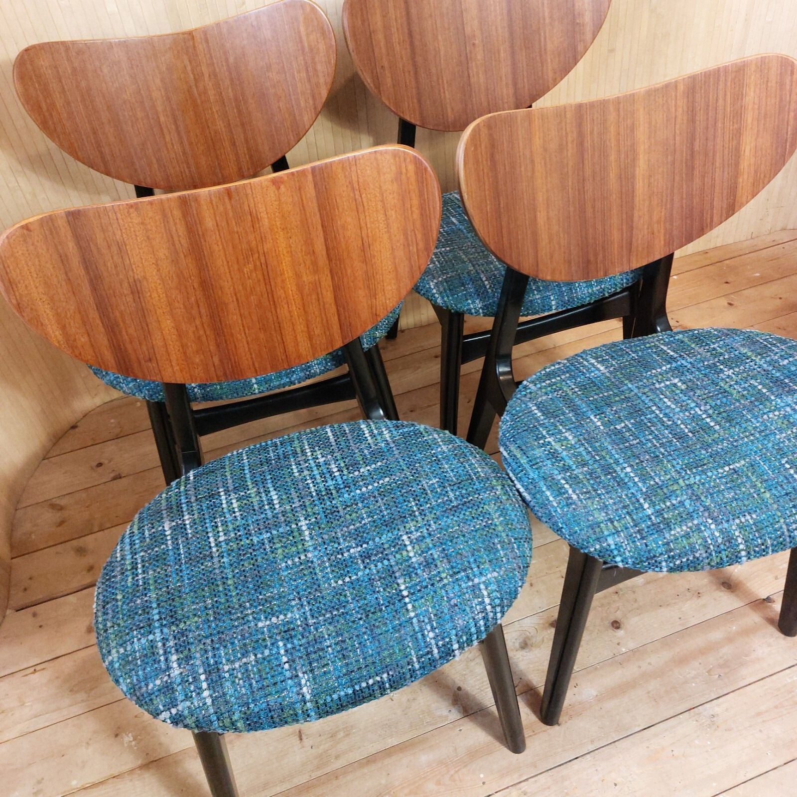 Fab Set Of 4 Vintage G Plan Butterfly Dining Chairs Restored Reupholstered Blue photo furniture
