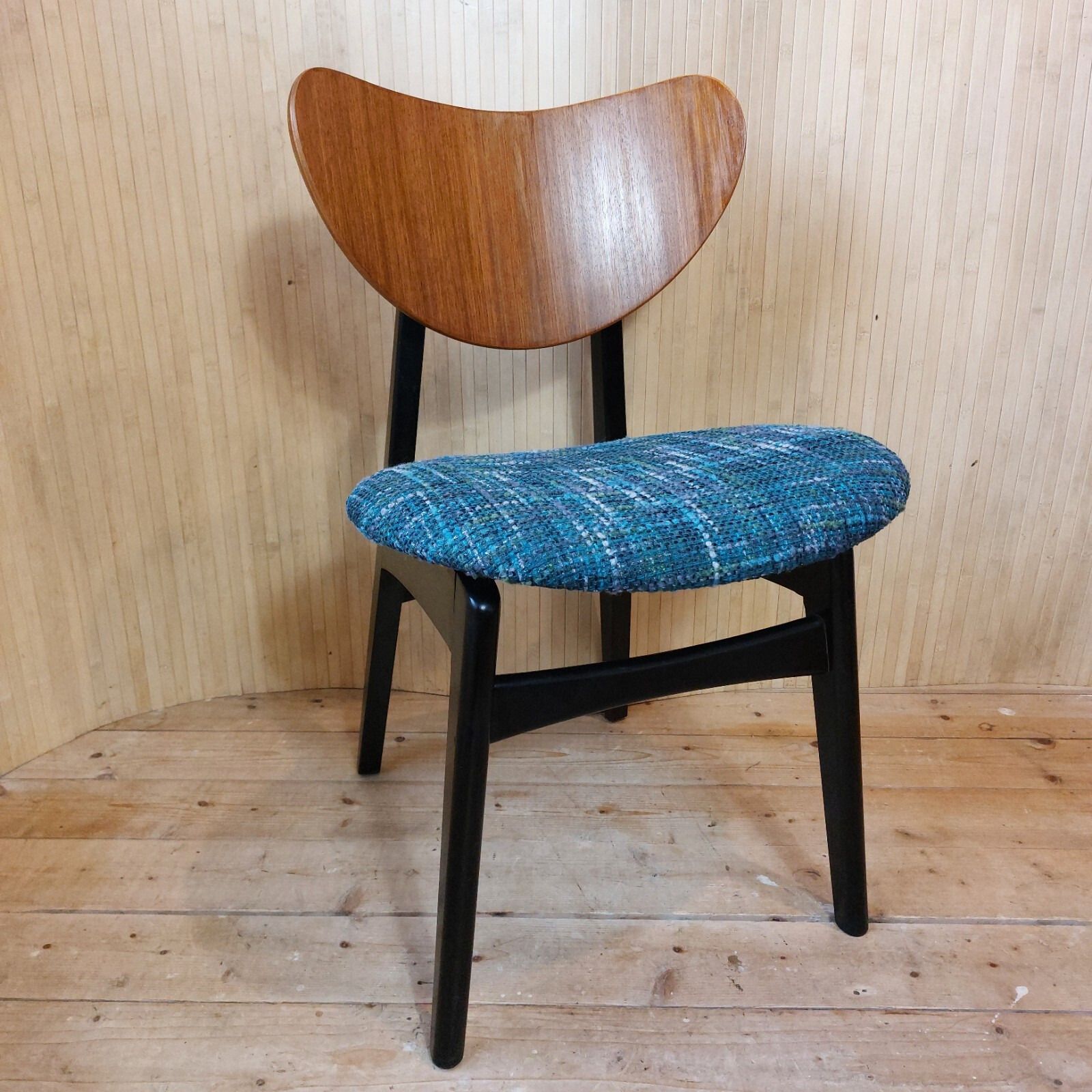 photo buy Fab Set Of 4 Vintage G Plan Butterfly Dining Chairs Restored Reupholstered Blue