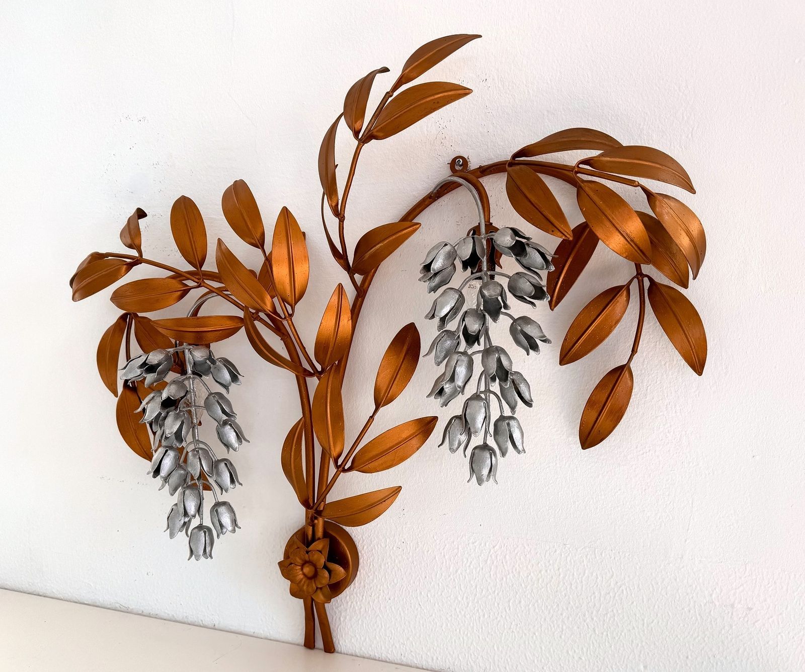 Hans Kögl Large Mid Century Wisteria Gilt 'Golden Rain' Metal Wall Sconce photo Lighting
