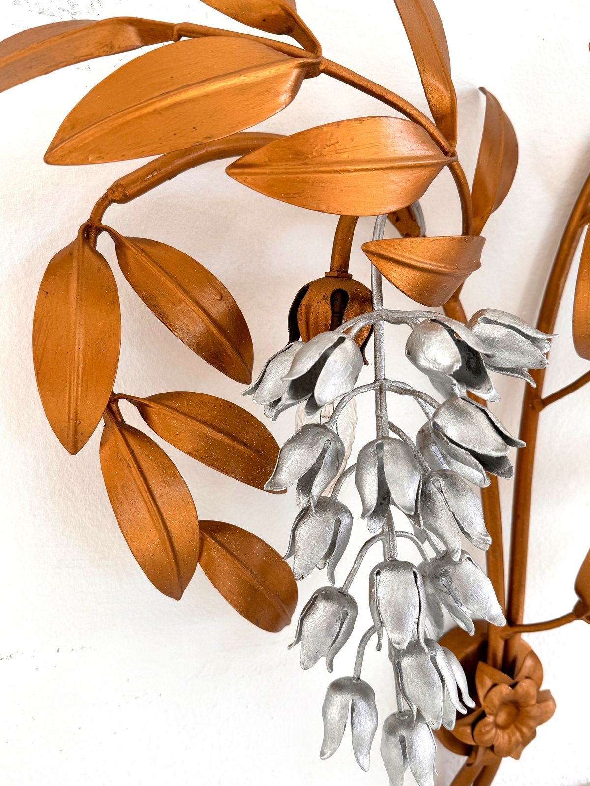 Hans Kögl Large Mid Century Wisteria Gilt 'Golden Rain' Metal Wall Sconce photo buy