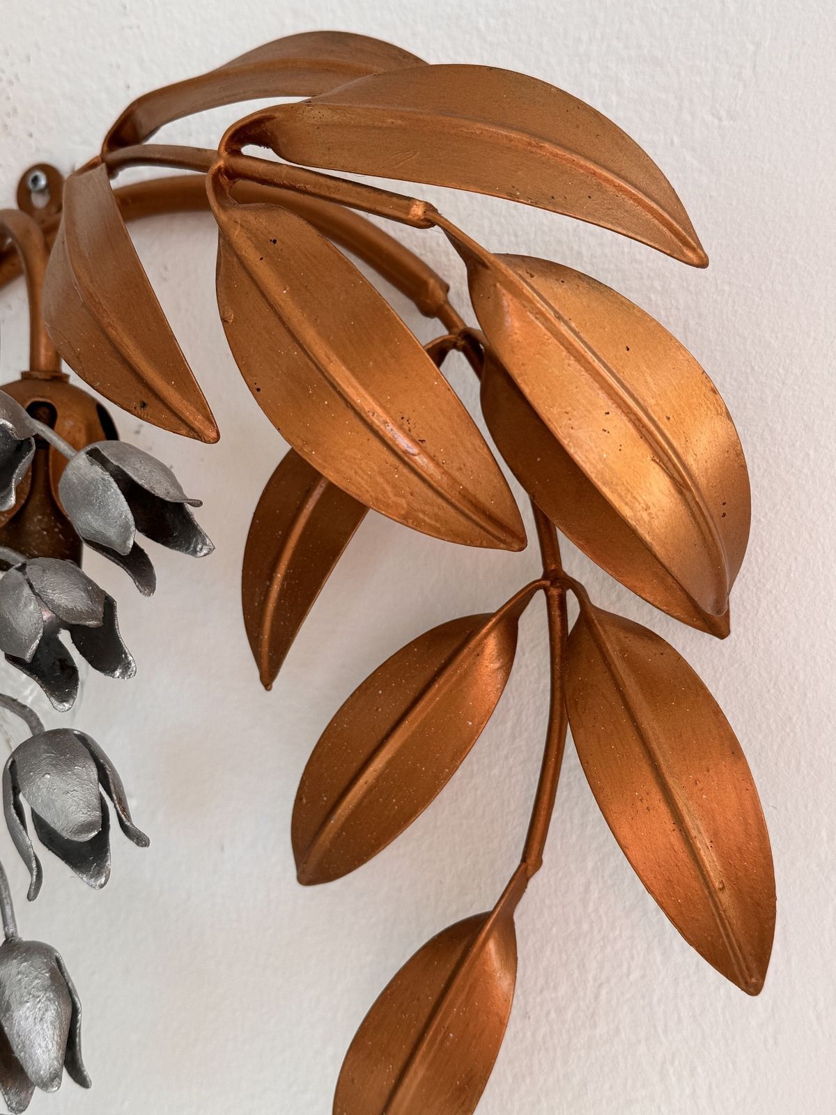 photo furniture Hans Kögl Large Mid Century Wisteria Gilt 'Golden Rain' Metal Wall Sconce